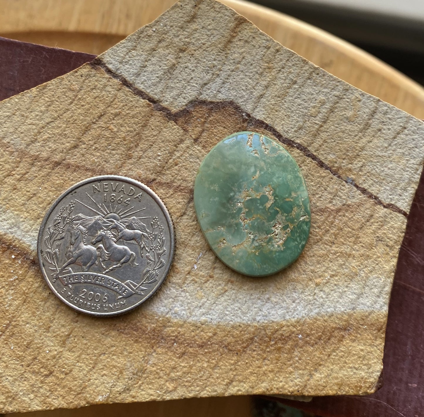 12 carat natural green Stone Mountain Turquoise cabochon