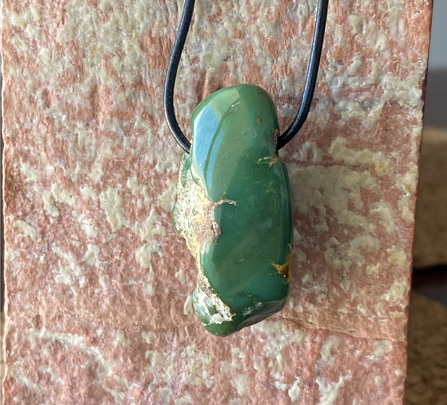 28.5 carat dark green turquoise focal bead from Stone Mountain Mine