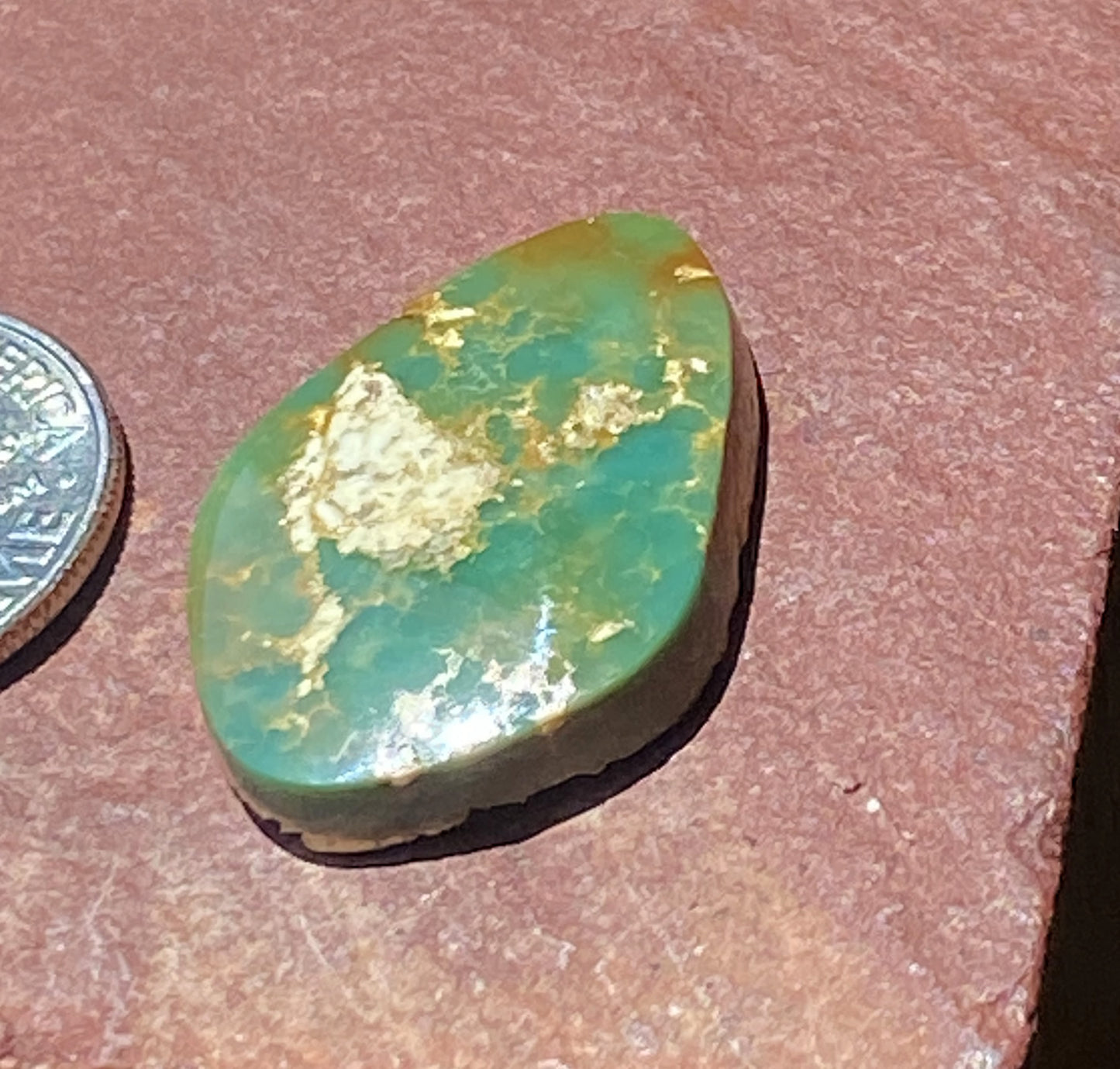 11 carat forest green Stone Mountain Turquoise cabochon