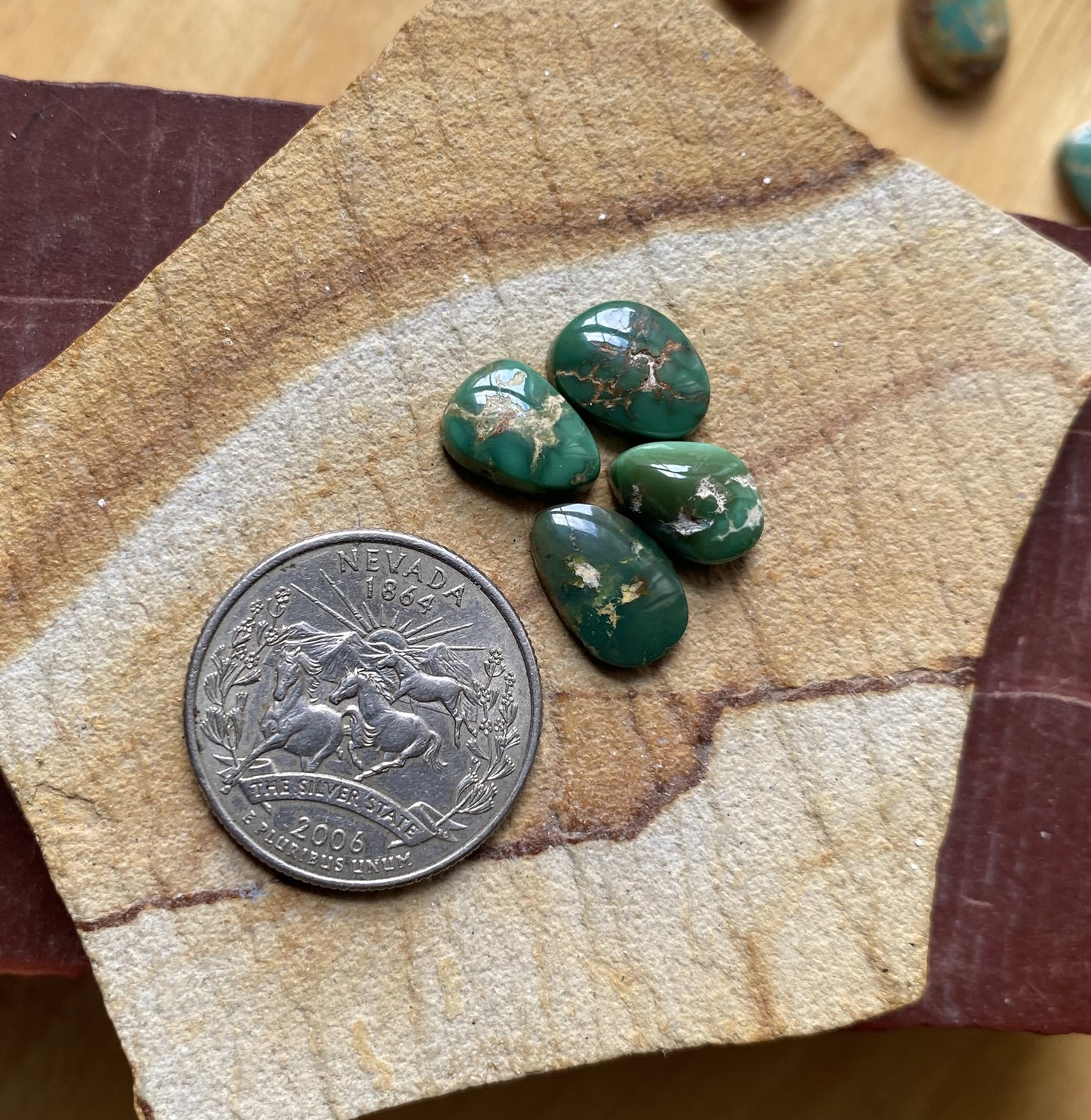 12 carats natural dark green Stone Mountain Turquoise cabochons