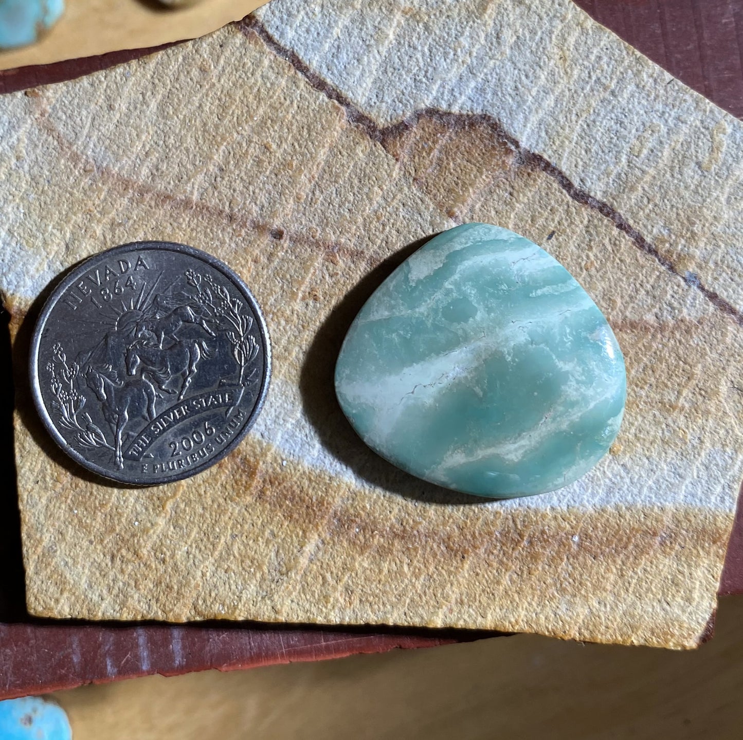 26 carat sea green Stone Mountain Turquoise cabochon