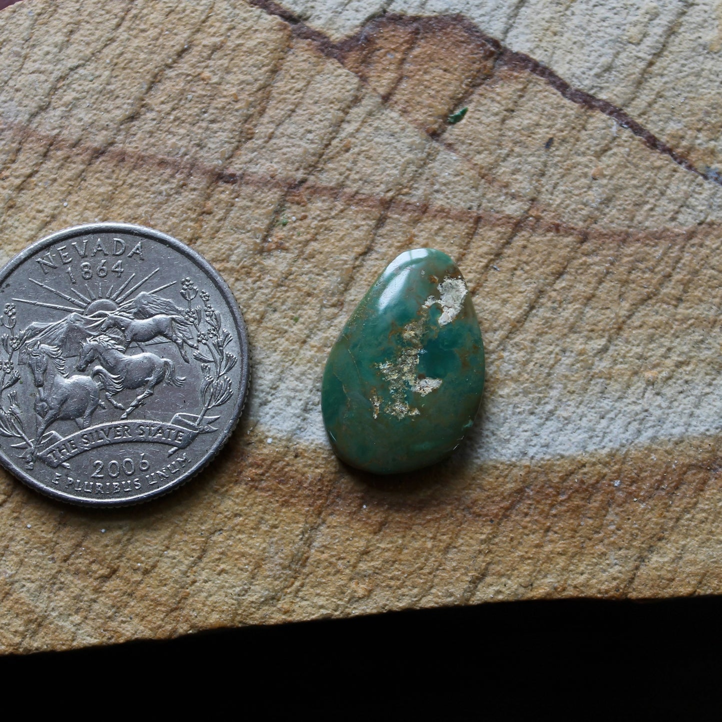 6 carat forest green Stone Mountain Turquoise cabochon