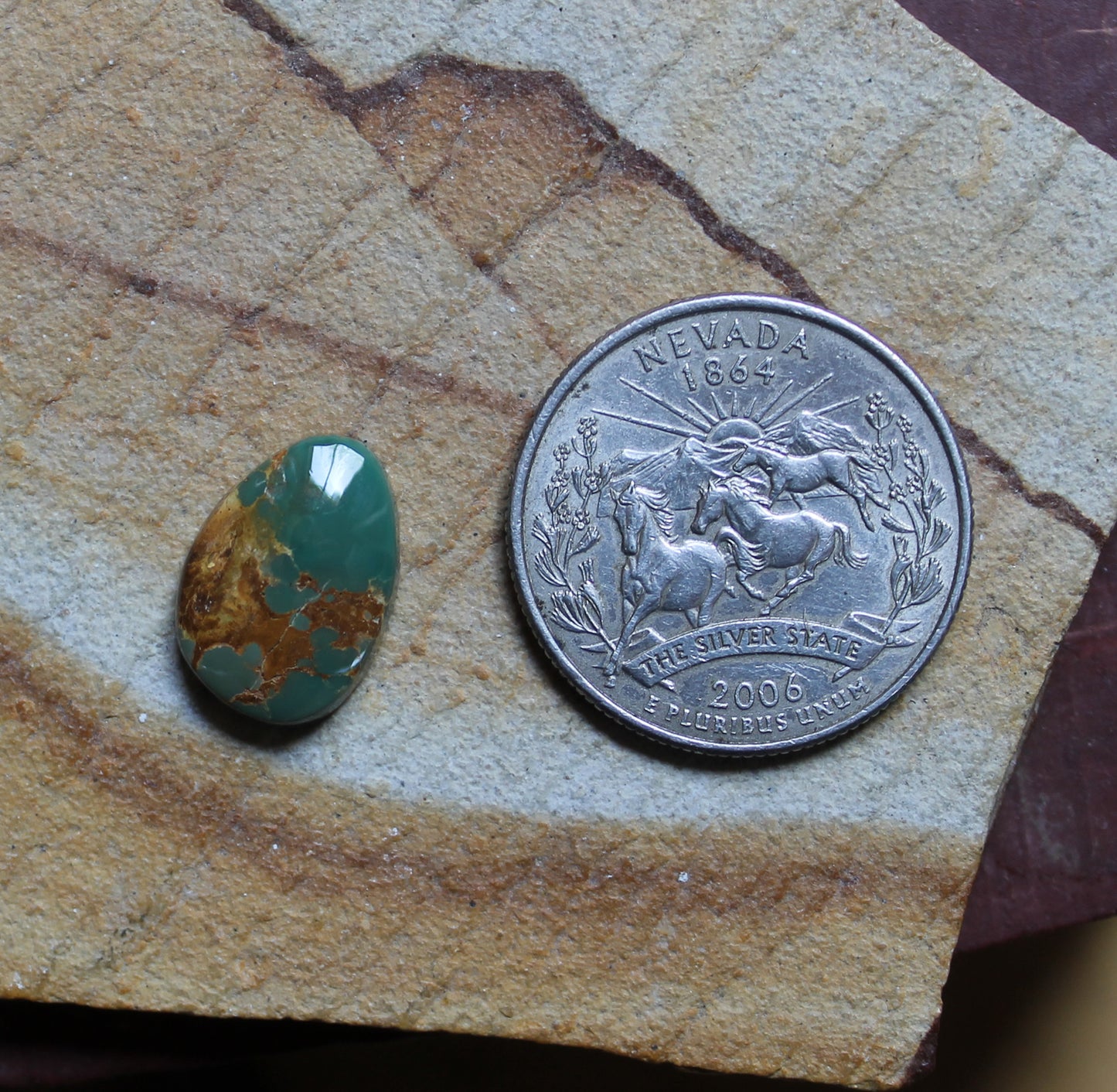5 carat Stone Mountain Turquoise cabochon with red matrix