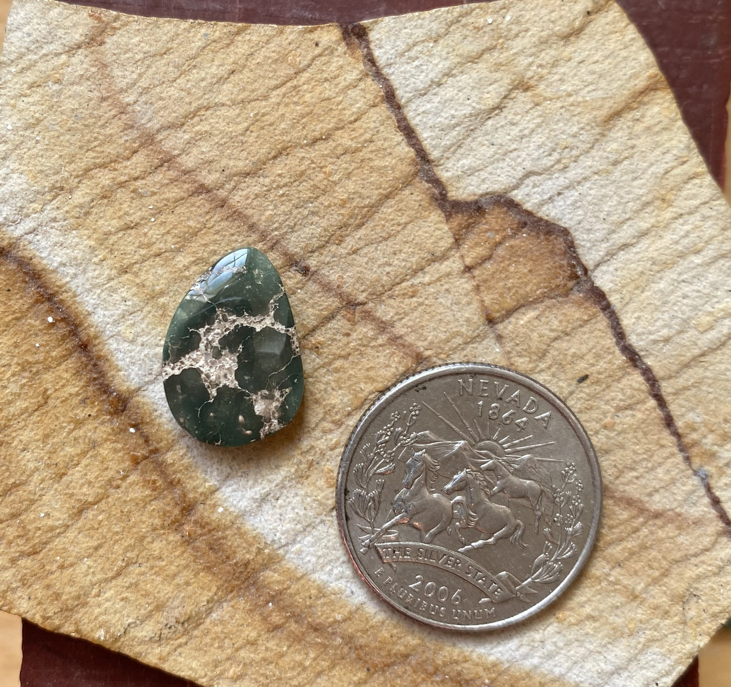 8 carat dark green teal Stone Mountain Turquoise Nevada cabochon