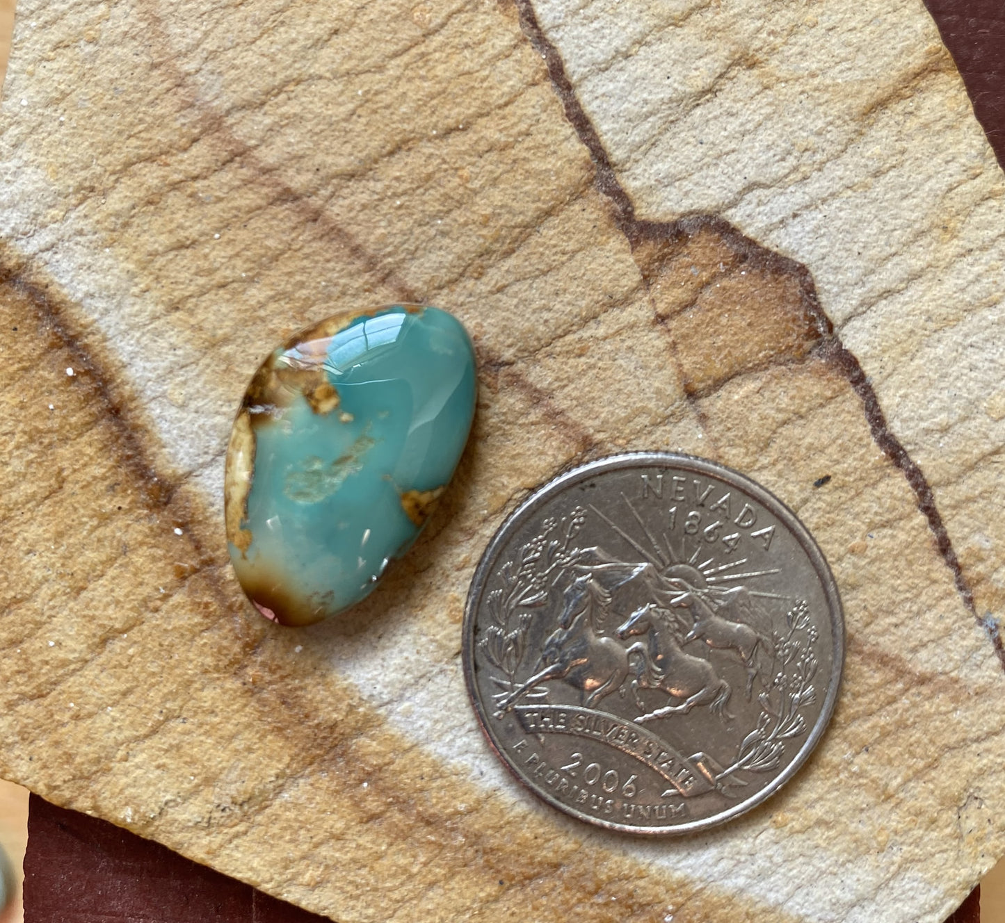 13 carat green teal Stone Mountain Turquoise Nevada cabochon