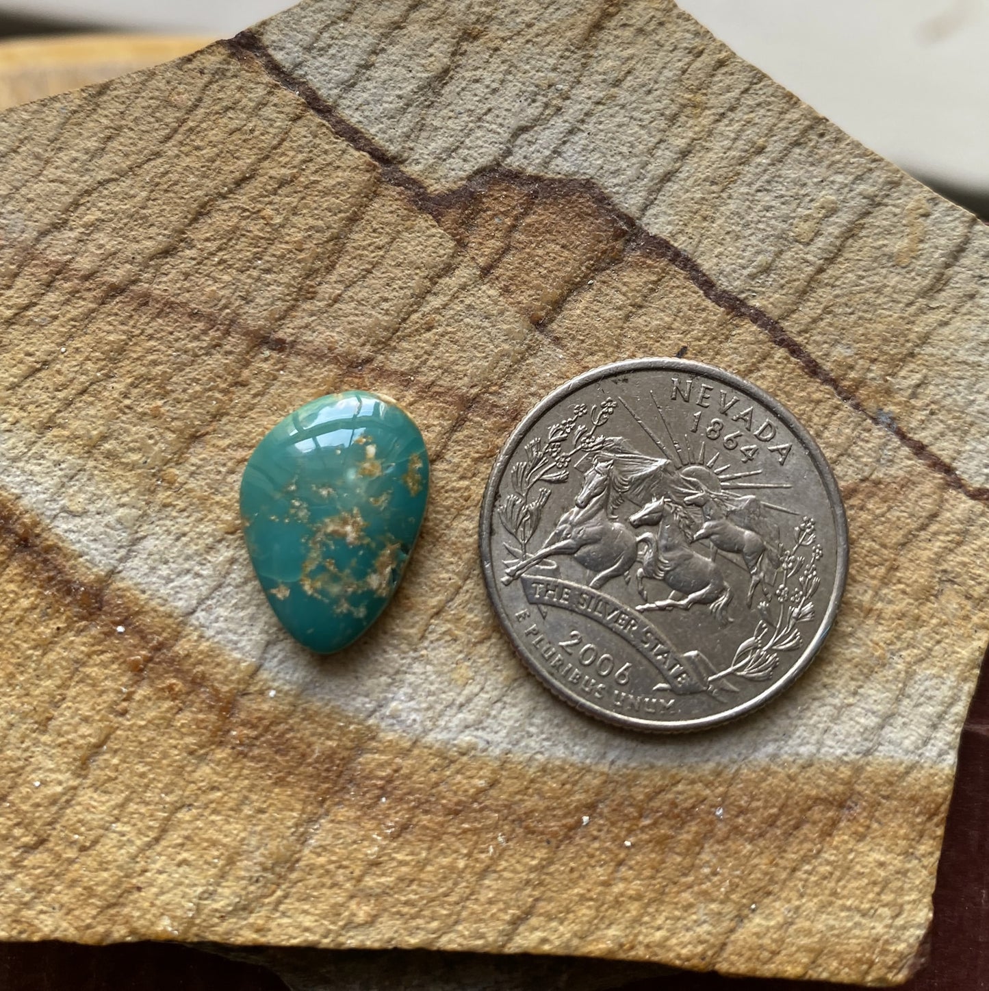 6 carats natural green Stone Mountain Turquoise cabochon