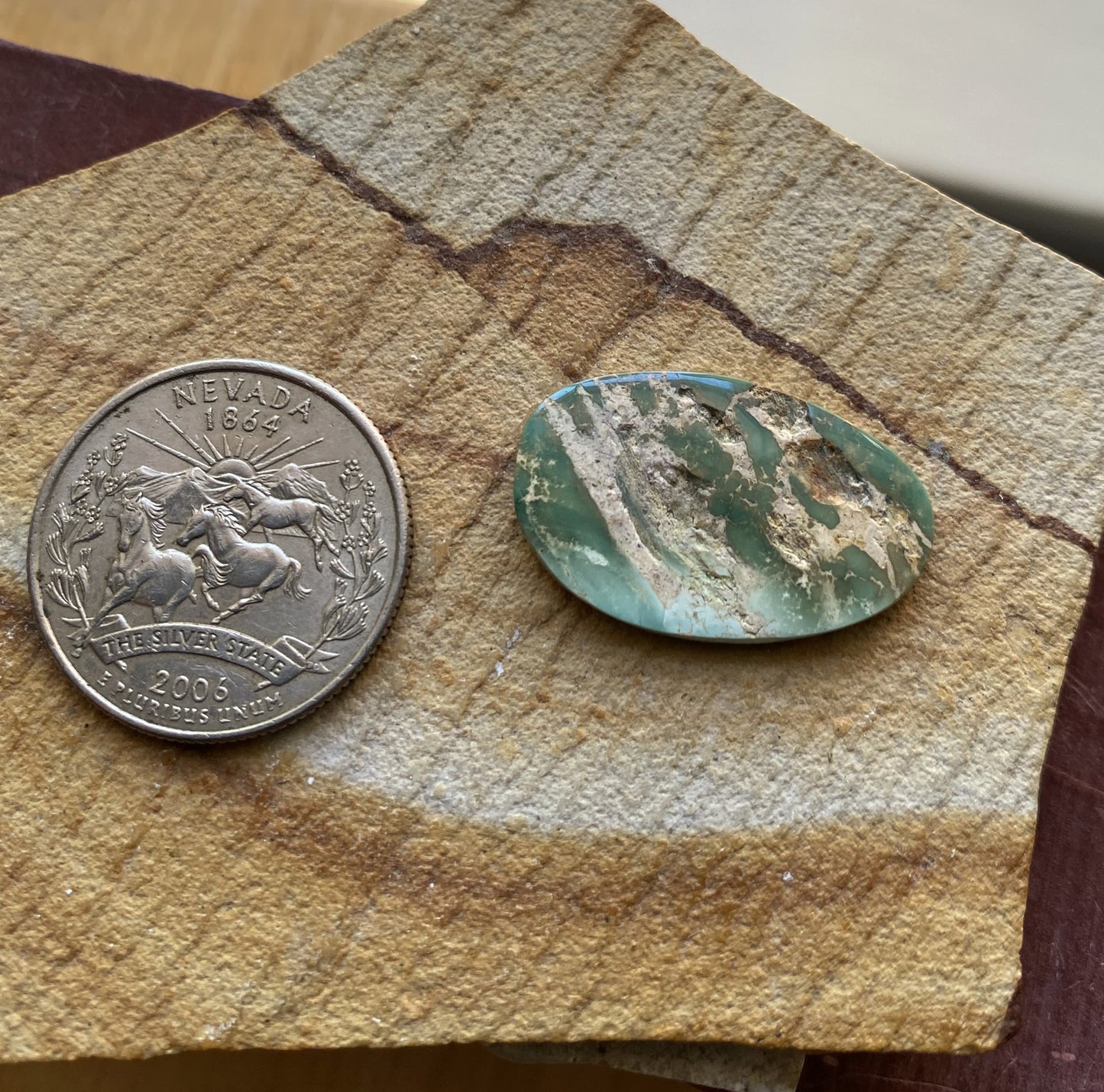 10 carat natural green Stone Mountain Turquoise cabochon with a flat top
