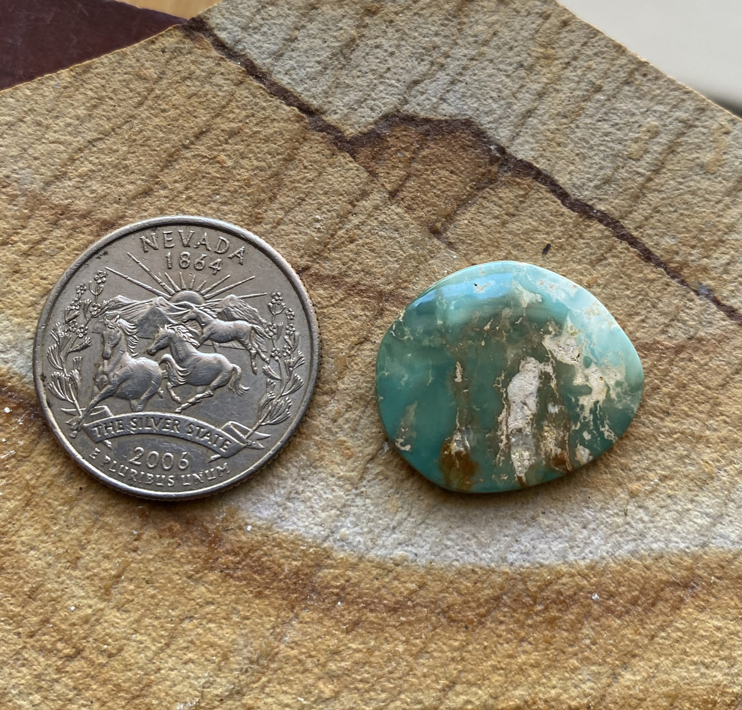 11 carat natural green Stone Mountain Turquoise cabochon