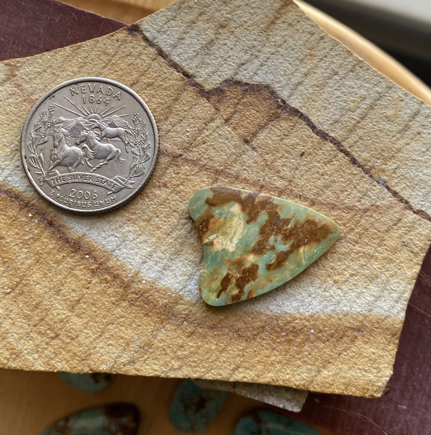 9 carat natural green Stone Mountain Turquoise flat top cabochon