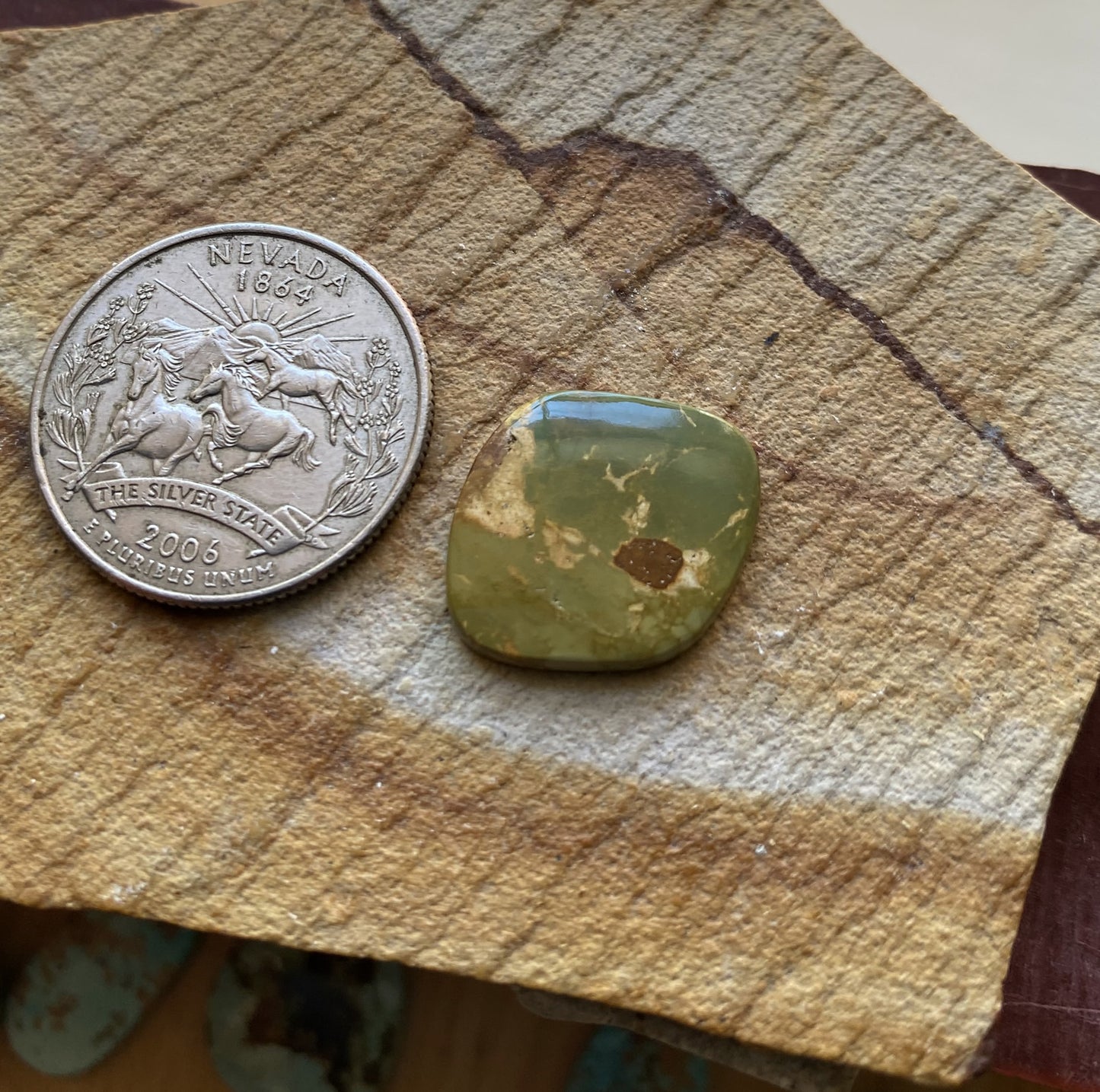 7 carat natural green Stone Mountain Turquoise cabochon flat top