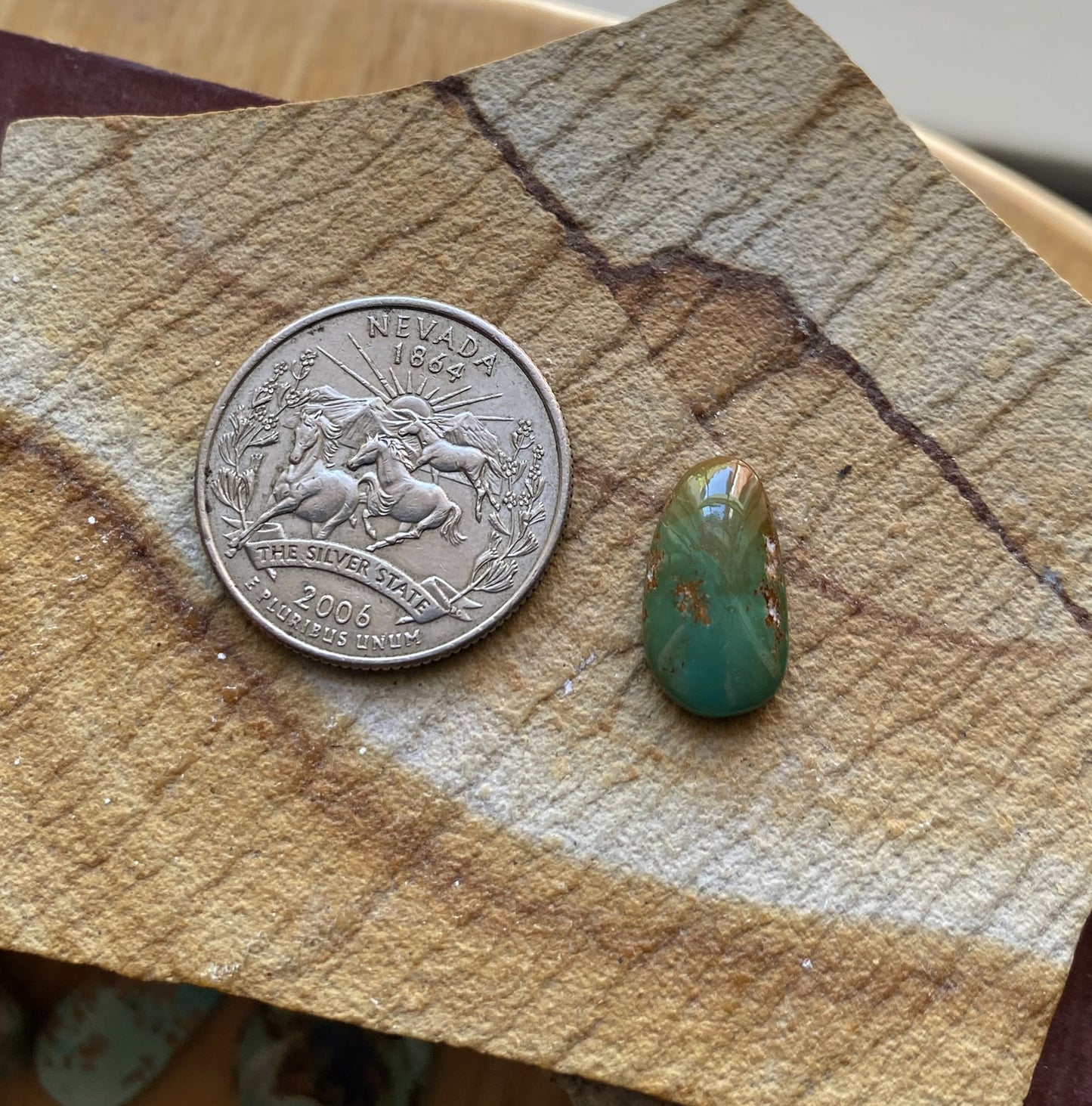5 carat natural teal green Stone Mountain Turquoise cabochon