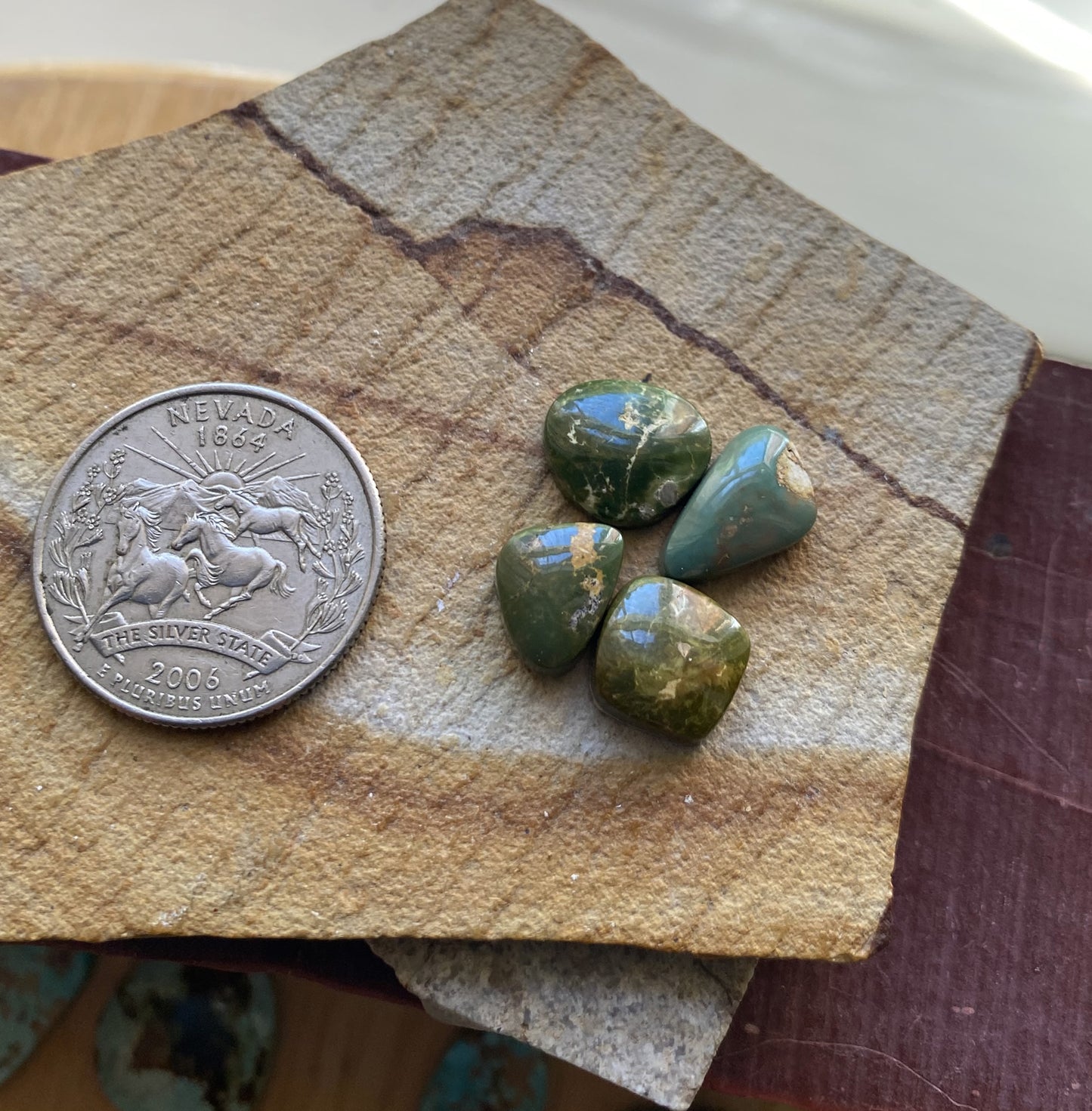 15 carat natural dark green Stone Mountain Turquoise cabochons