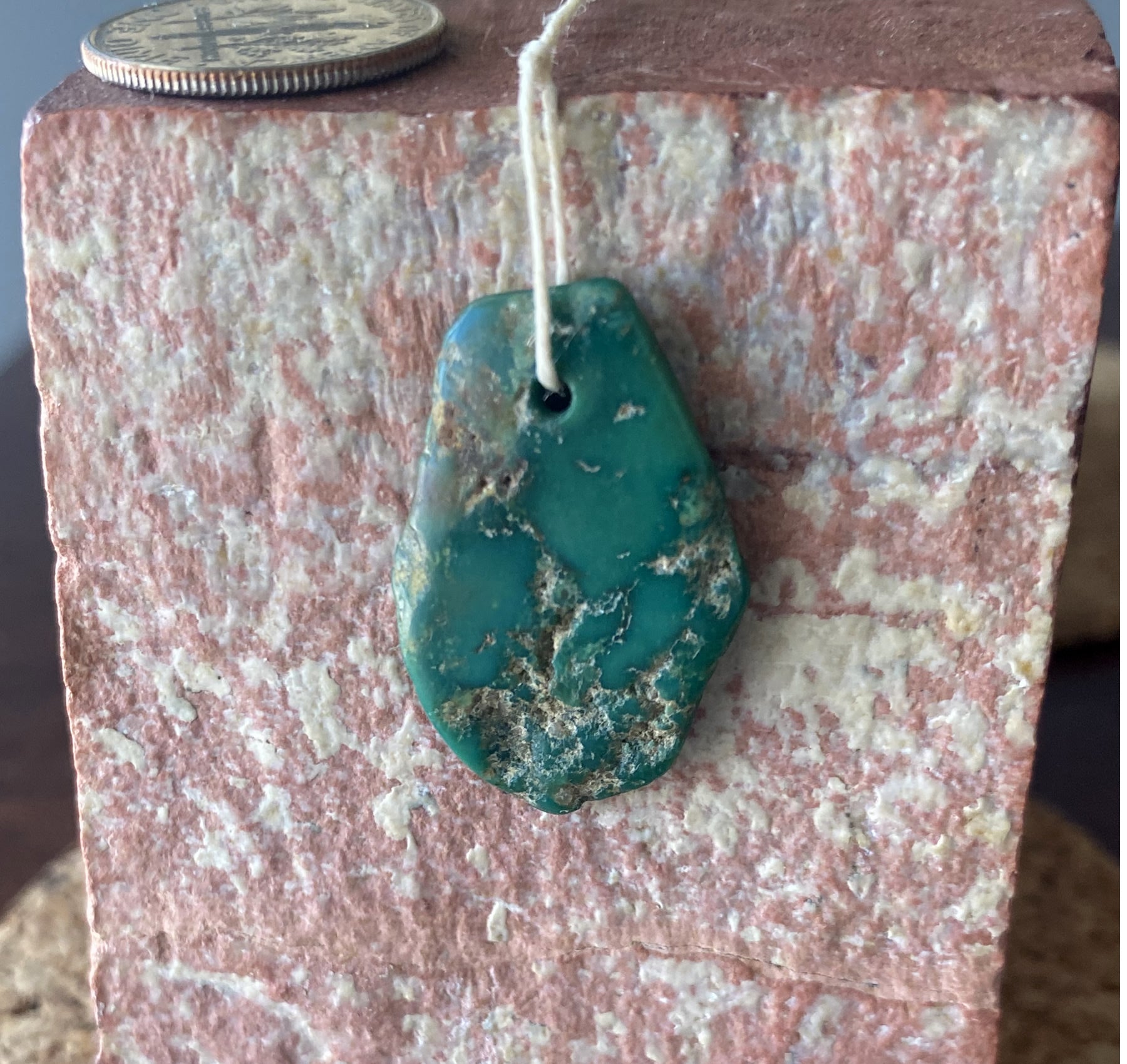 8 carat green turquoise natural tab bead from Stone Mountain Mine