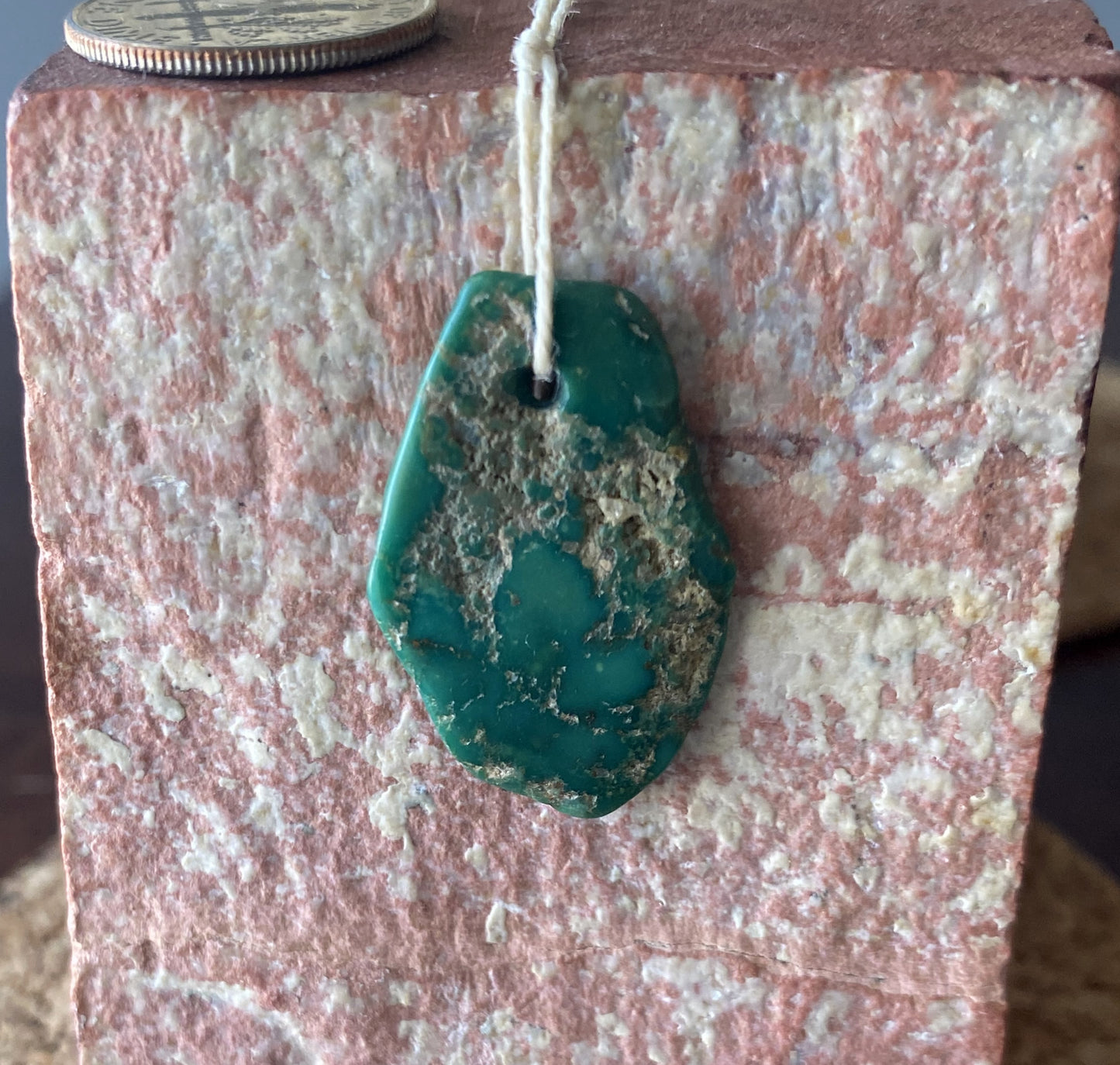 8 carat green turquoise natural tab bead from Stone Mountain Mine
