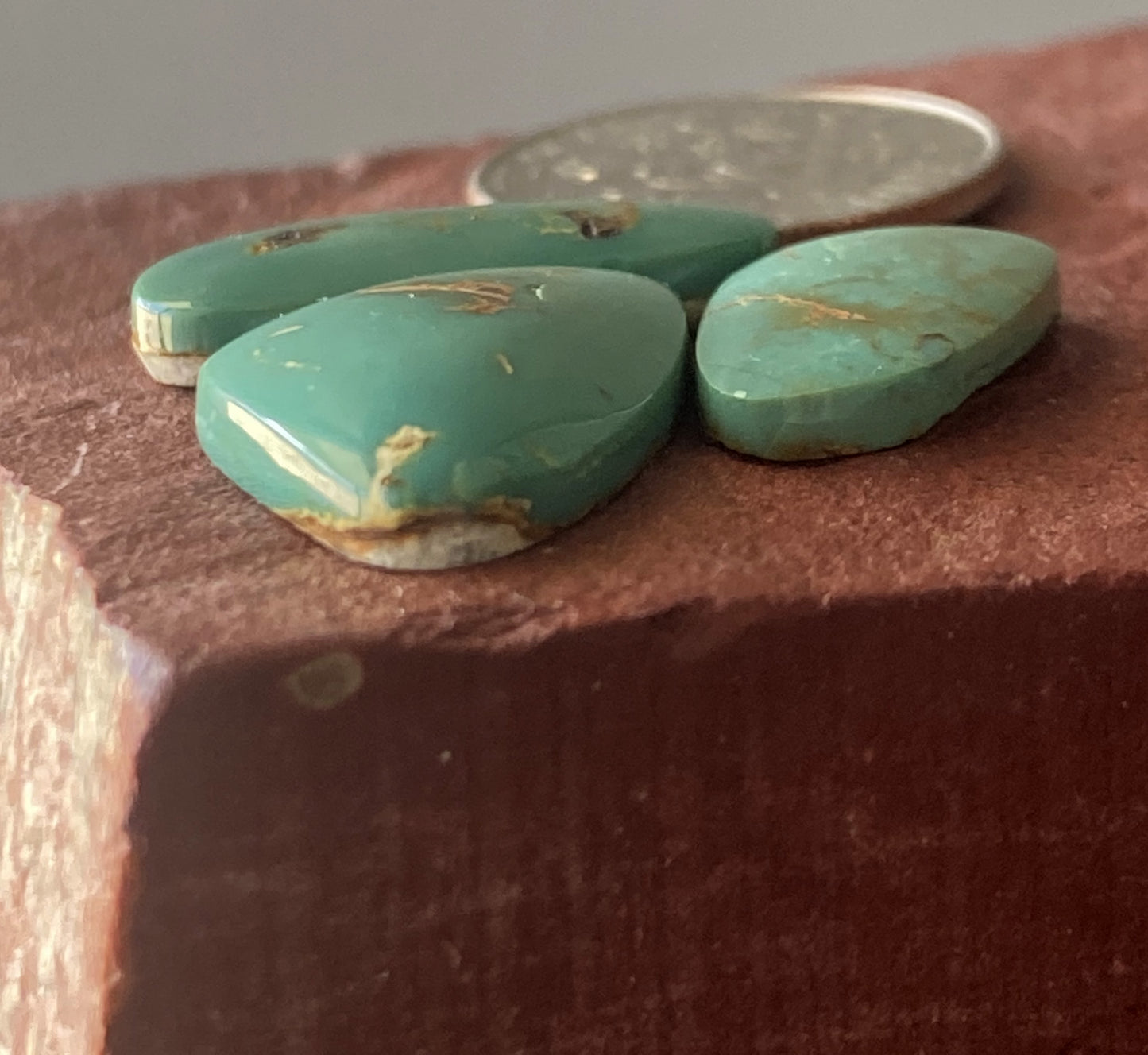 15 carat teal green Stone Mountain Turquoise cabochons