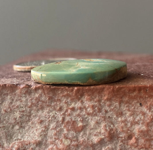 11 carat natural green Stone Mountain Turquoise cabochon with red matrix