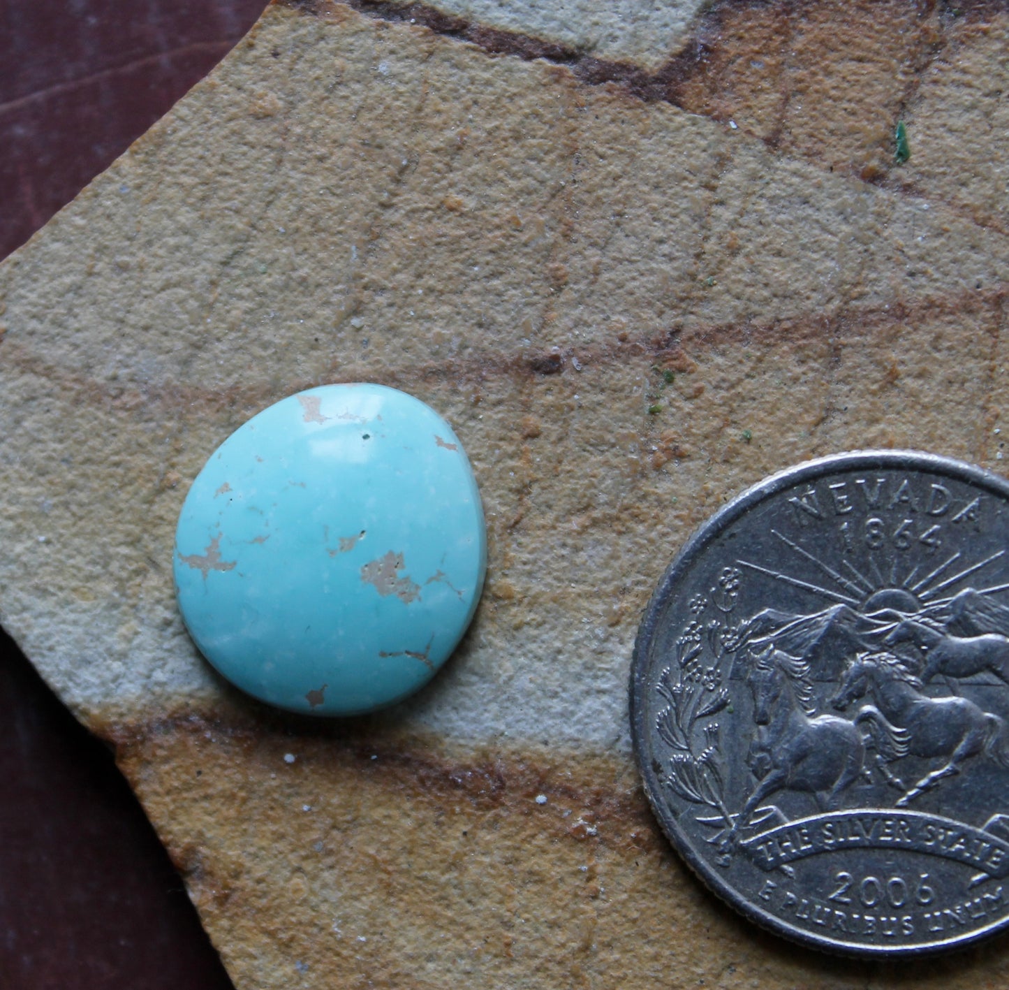 6 carat light blue Stone Mountain Turquoise cabochon