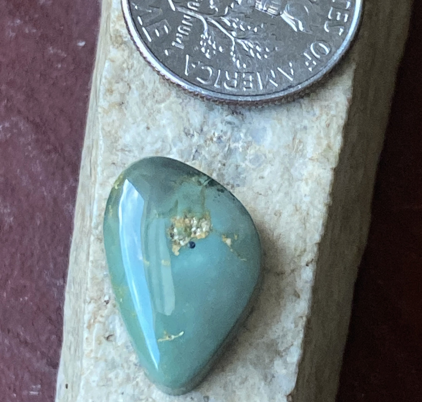 6 carat teal green Stone Mountain Turquoise cabochon