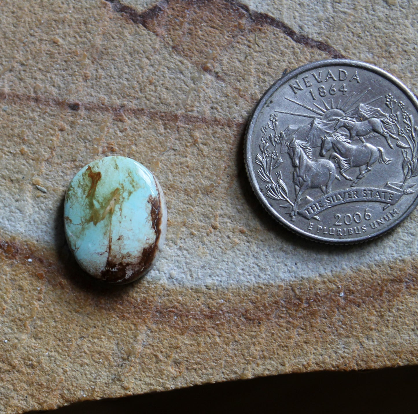 6 carat light blue Stone Mountain Turquoise cabochon