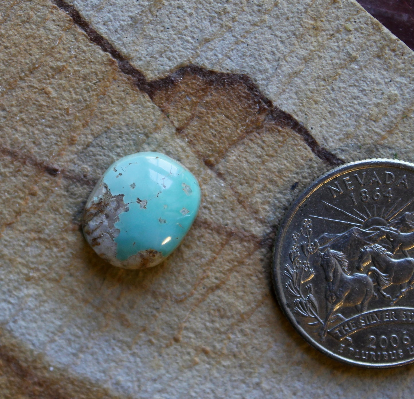 6 carat light blue Stone Mountain Turquoise cabochon