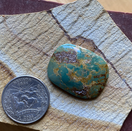 32 carat green Stone Mountain Turquoise cabochon with red matrix 32 carat green Stone Mountain Turquoise cabochon with red matrix