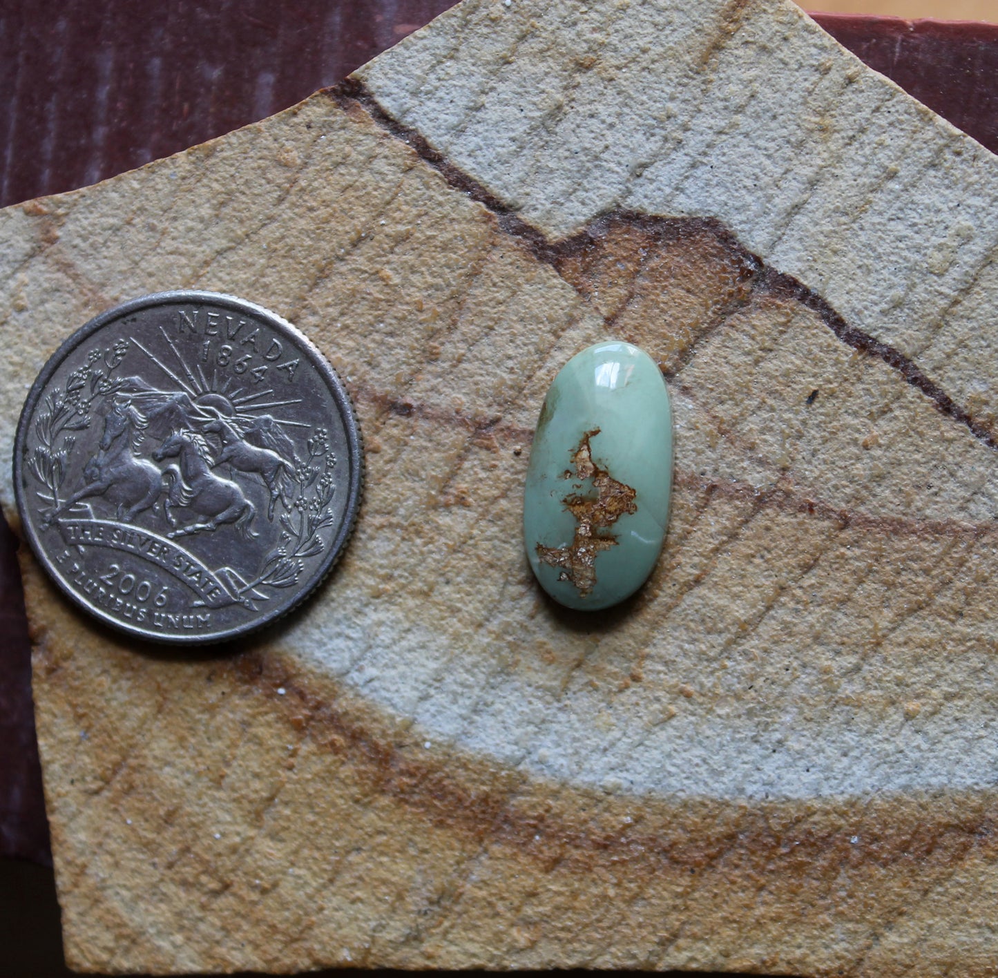 5 carat light green Stone Mountain Turquoise cabochon