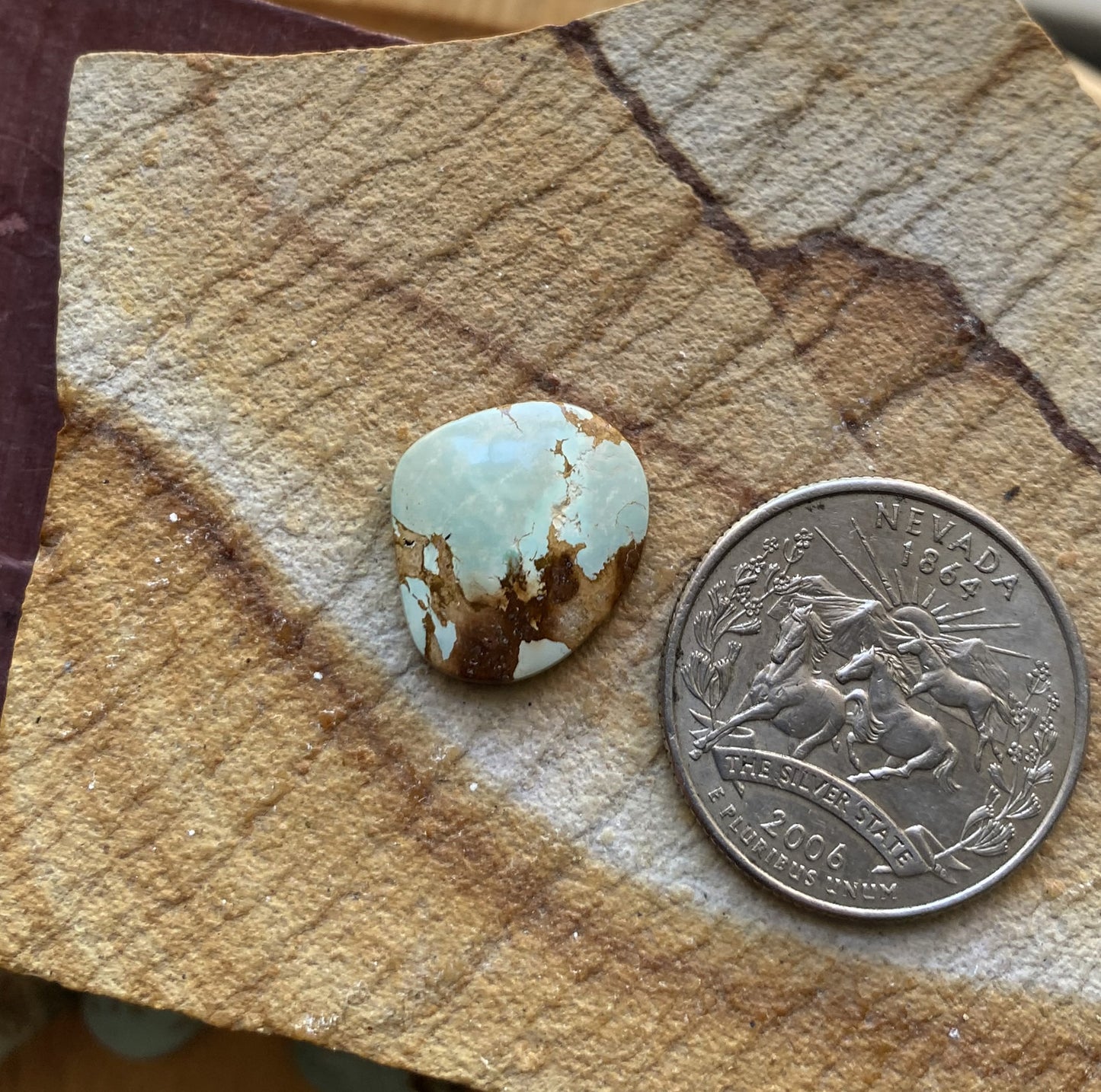 6 carat natural blue Stone Mountain Turquoise cabochon with red matrix