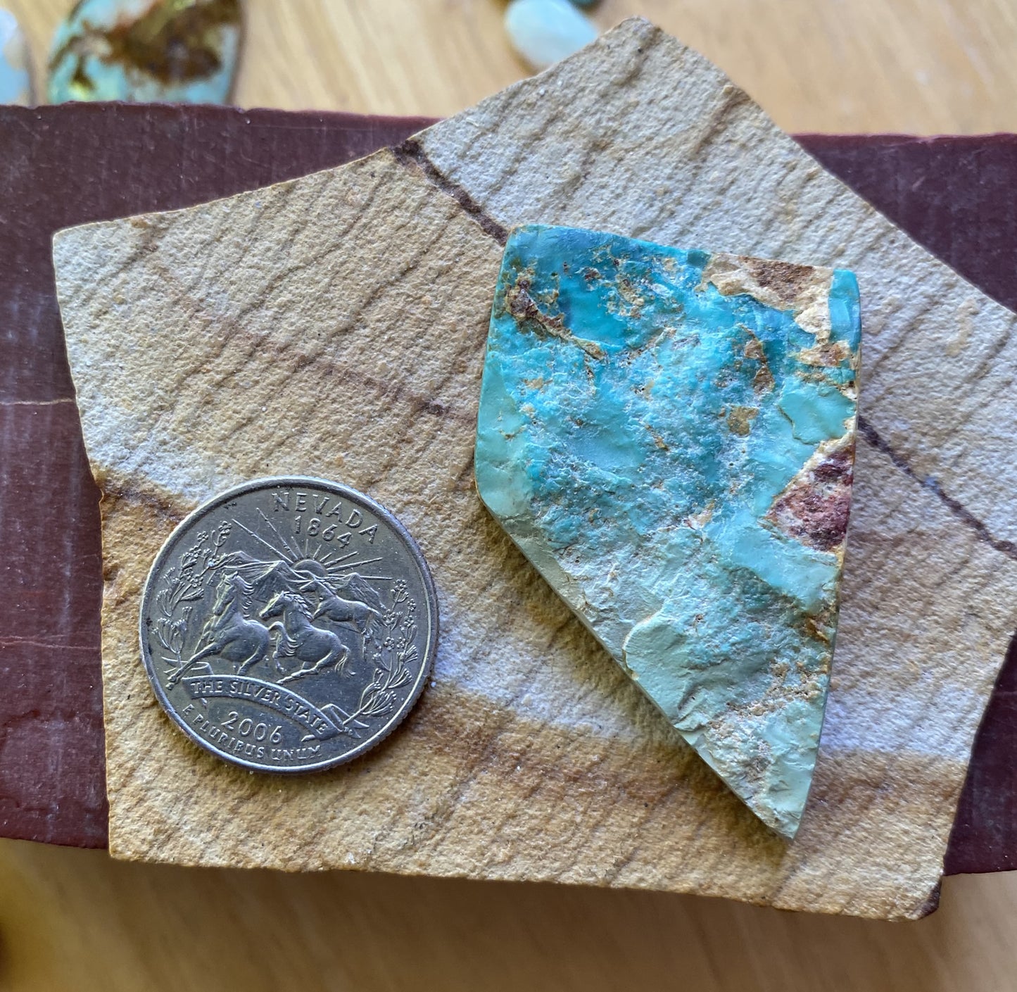 58 carats boulder-cut Stone Mountain Turquoise relief top Nevada cabochon