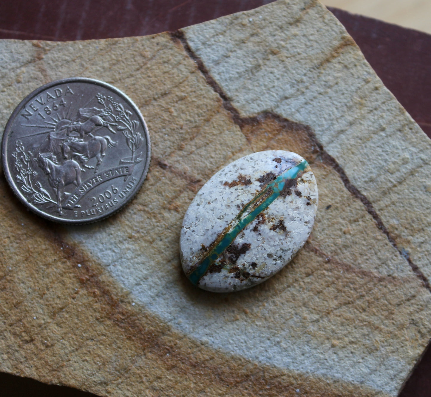 18 carat green boulder-cut Stone Mountain Turquoise cabochon