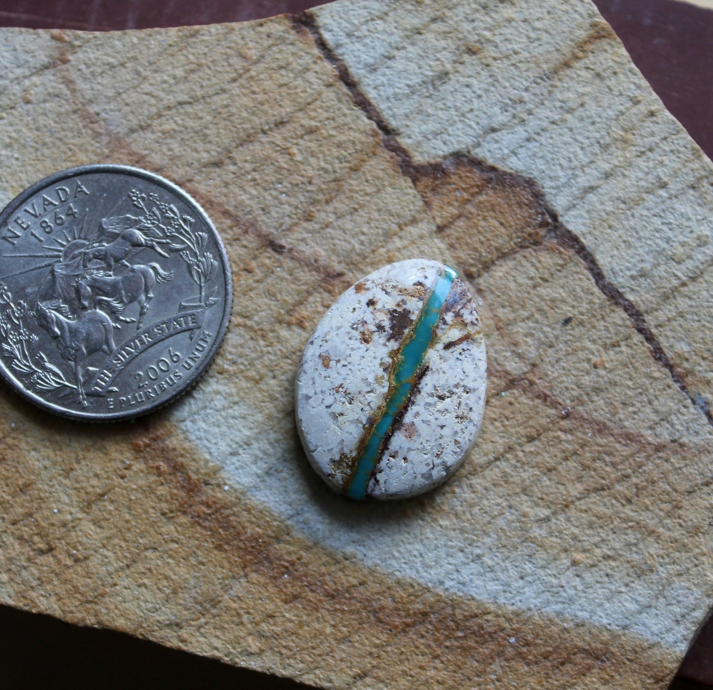 14 carat green boulder-cut Stone Mountain Turquoise cabochon