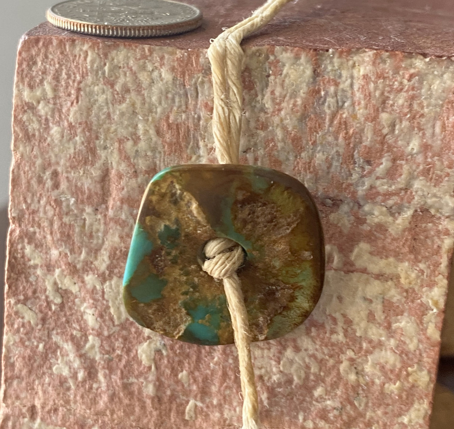10.8 carat Stone Mountain Turquoise disc bead