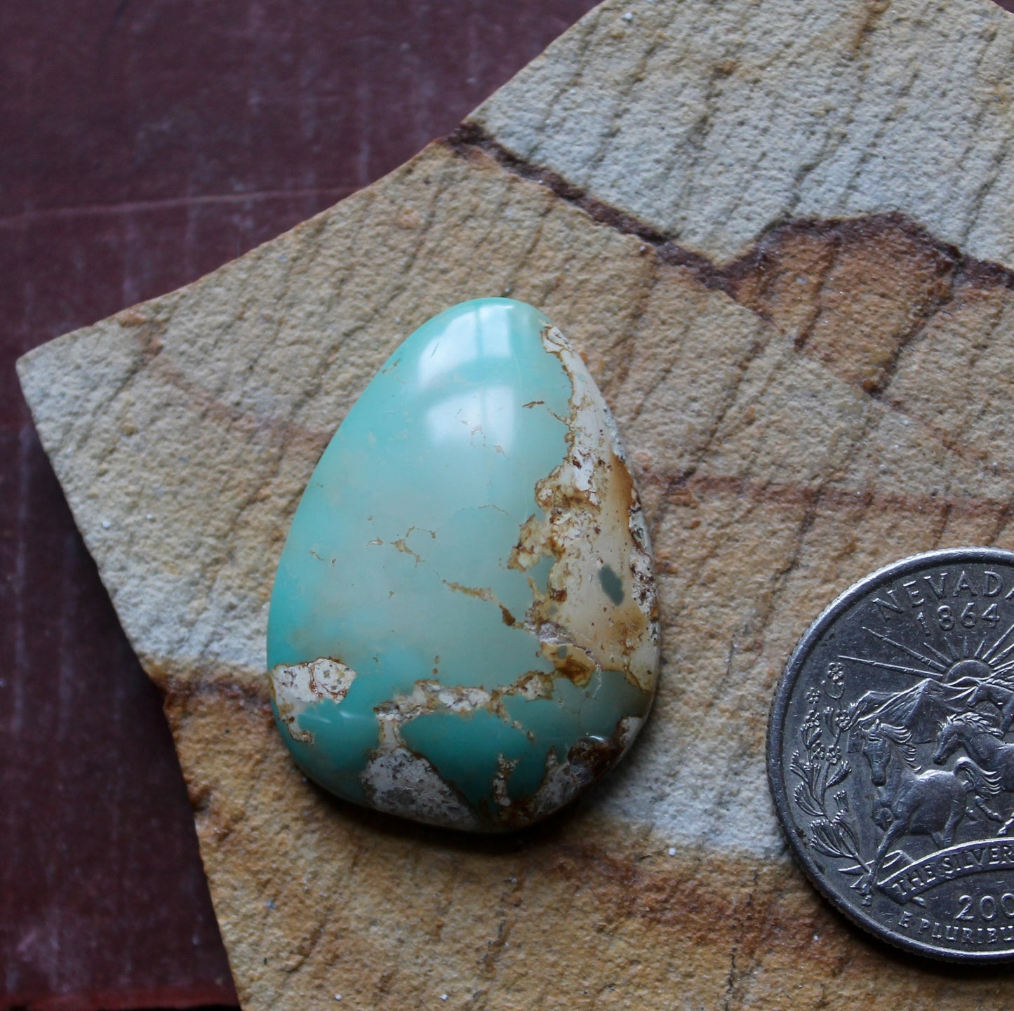 26 carat sea green Stone Mountain Turquoise cabochon