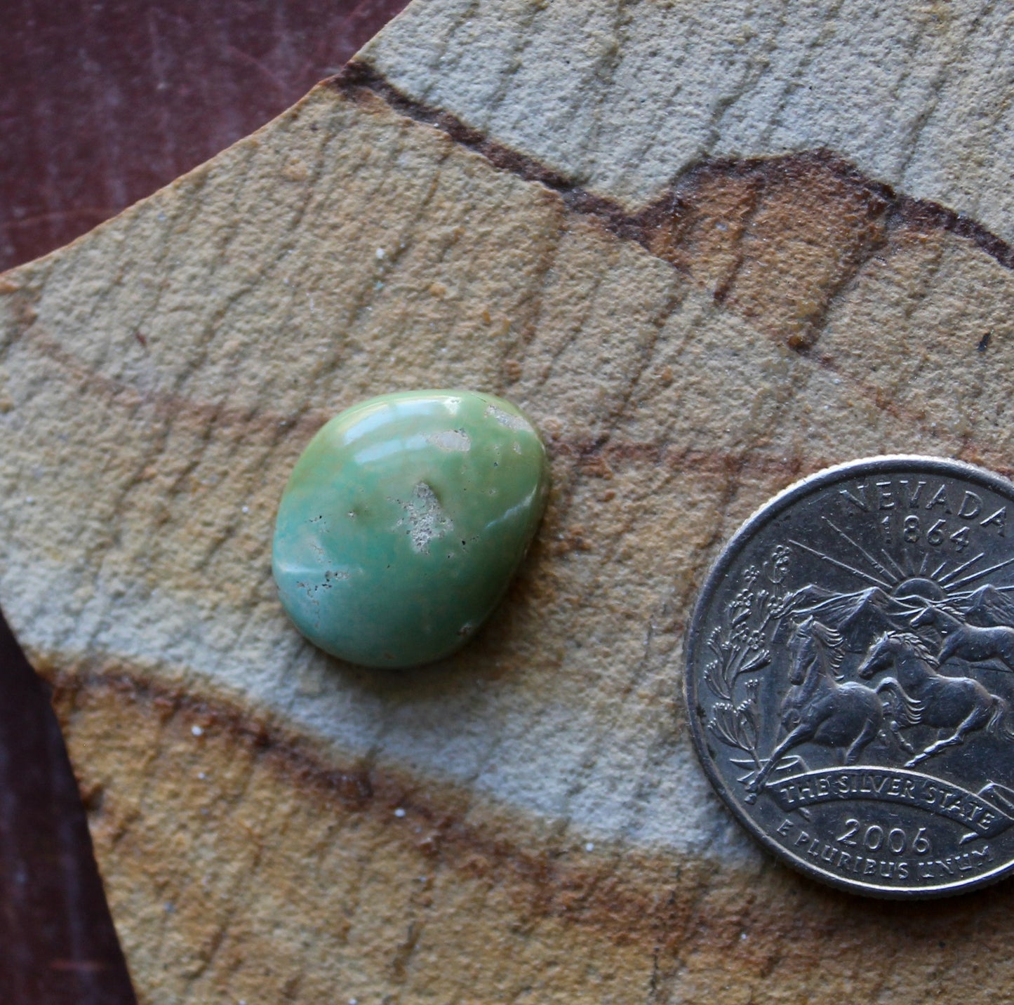 10 carat green Stone Mountain Turquoise cabochon with a high dome