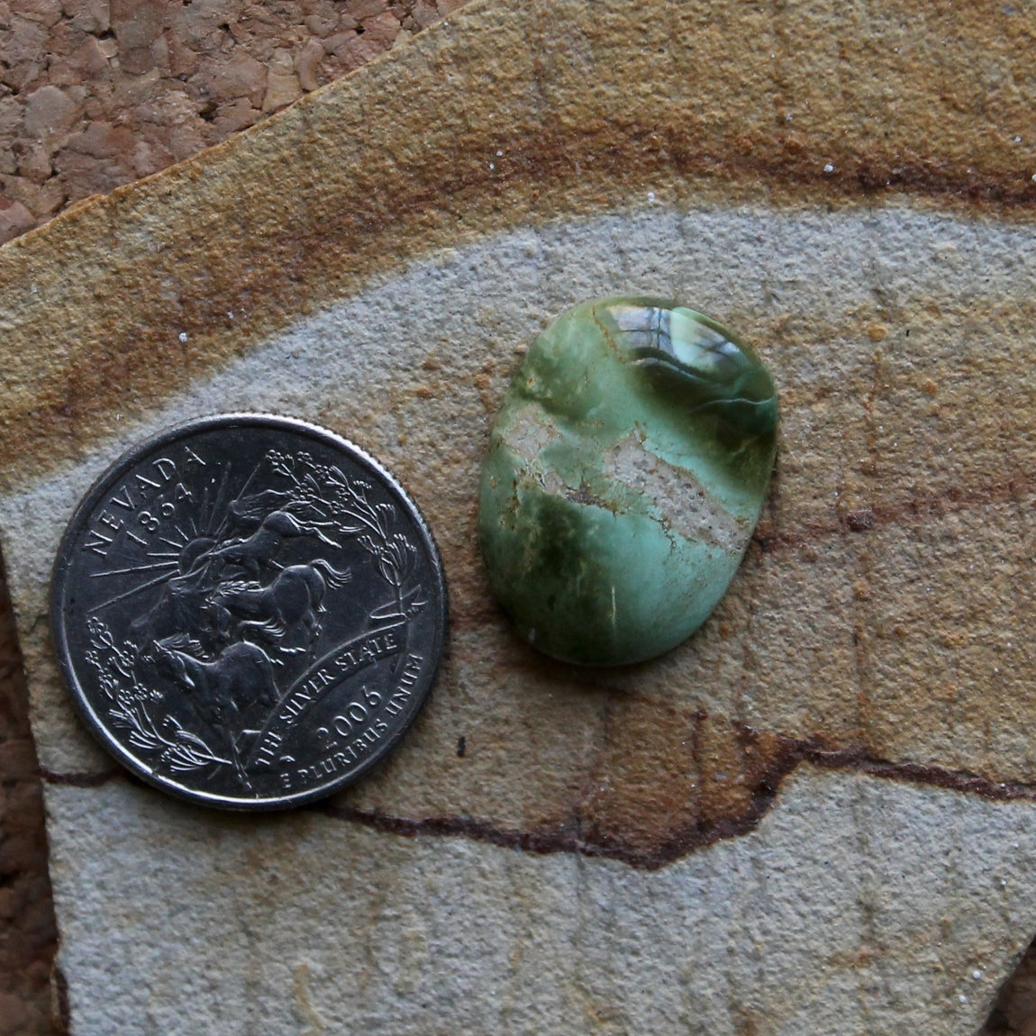 13.7 carat mixed green Stone Mountain Turquoise cabochon