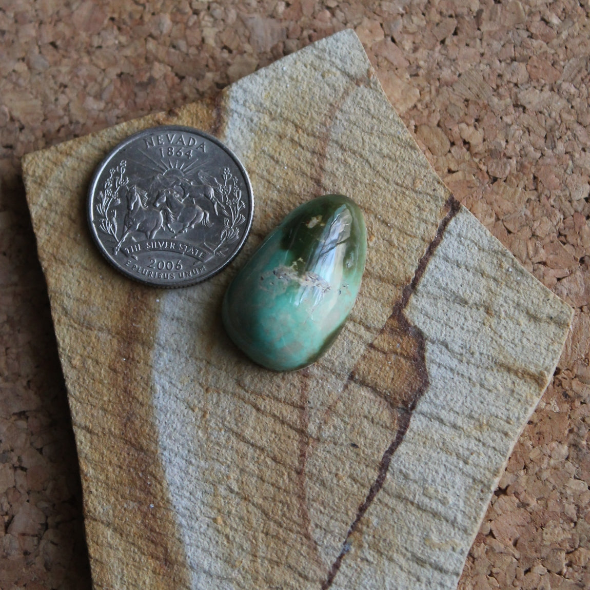 29 carat multi-color Stone Mountain Turquoise cabochon with a high dome