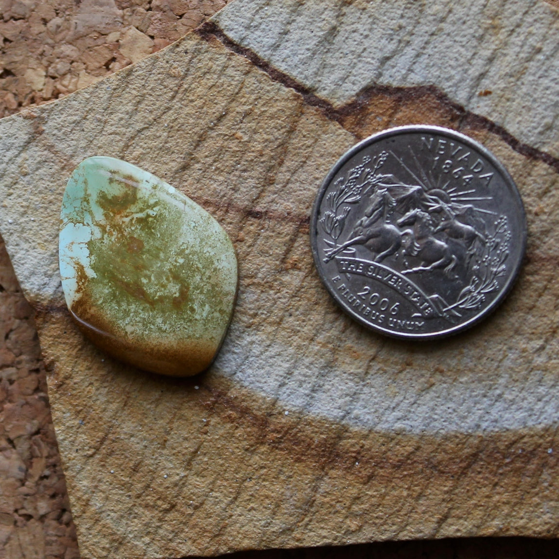 11.7 carats polychrome Stone Mountain Turquoise cabochon