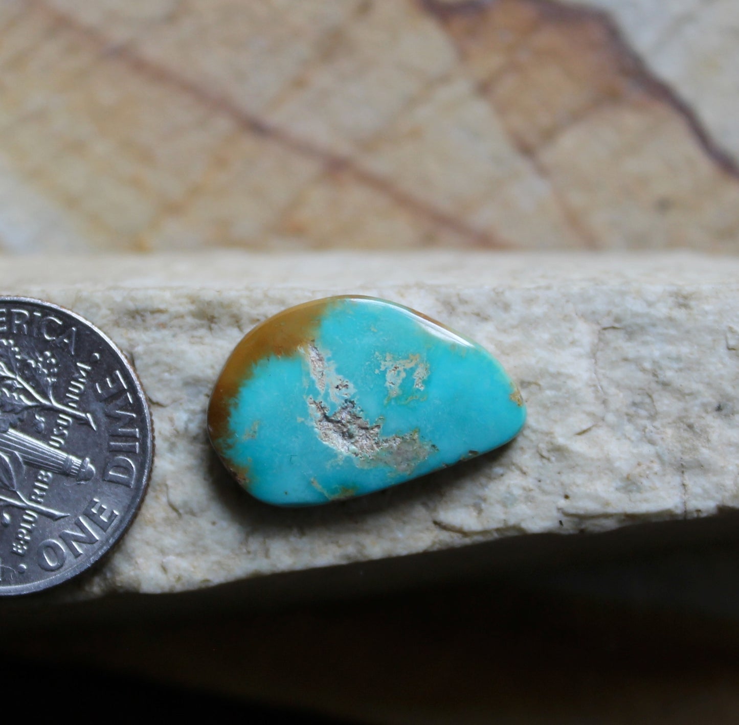 5 carat blue Stone Mountain Turquoise cabochon with red matrix