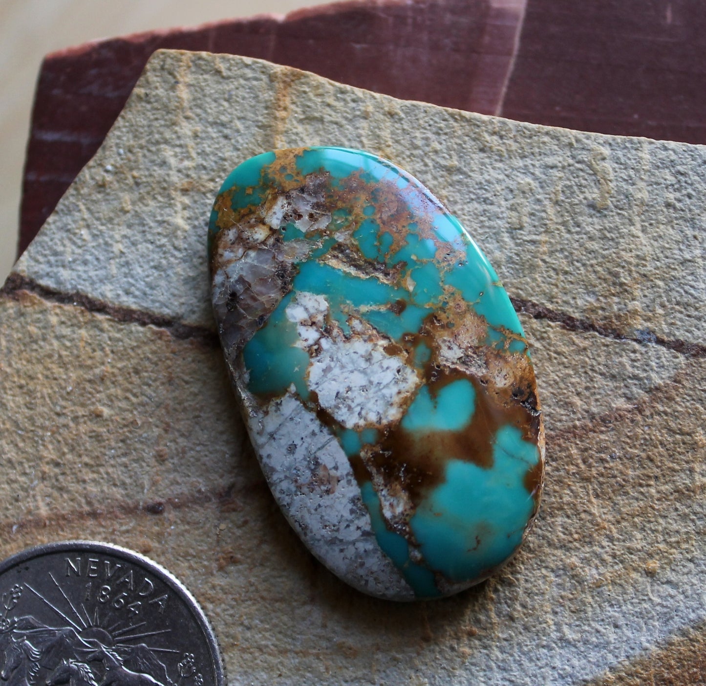 39 carat dark blue boulder-cut Stone Mountain Turquoise cabochon