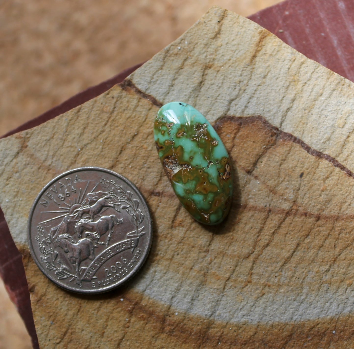 12.1 carat sky blue natural Blue June turquoise cabochon with brown inclusions