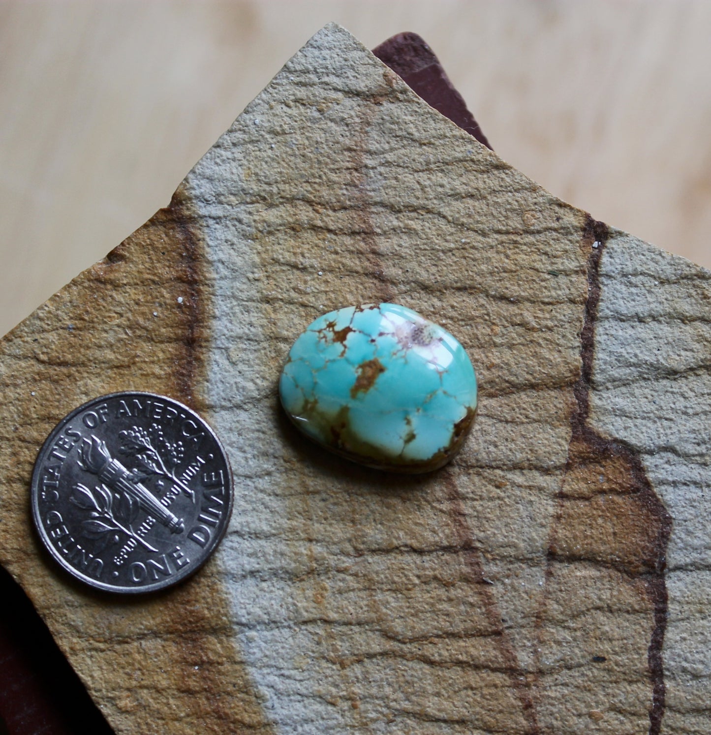 7 carat blue Stone Mountain Turquoise cabochon with red matrix