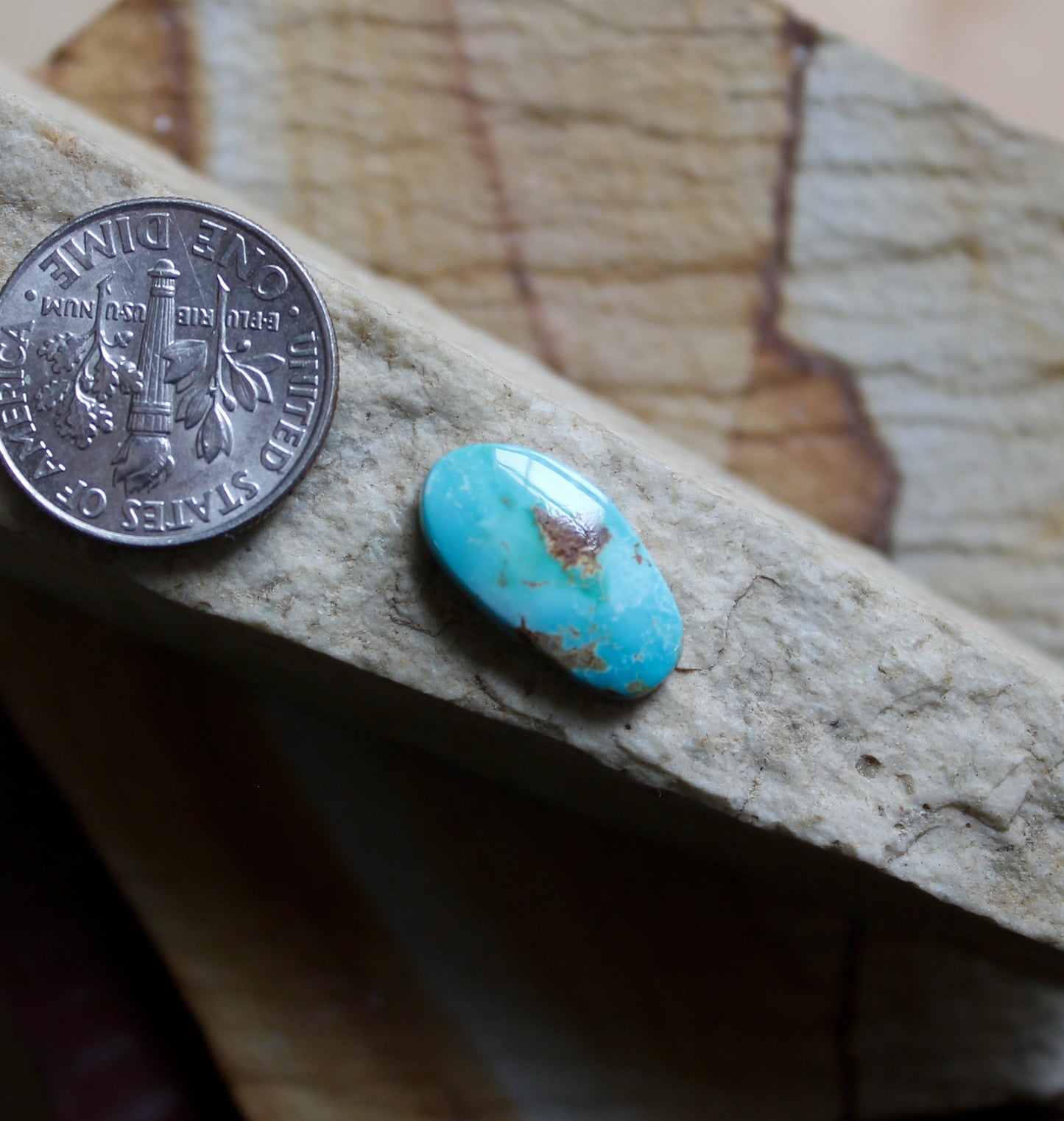 3 carat blue Stone Mountain Turquoise cabochon