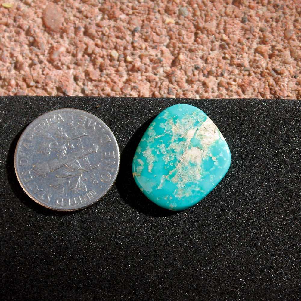 8 carat deep blue on this natural Stone Mountain Turquoise cabochon with quartz matrix