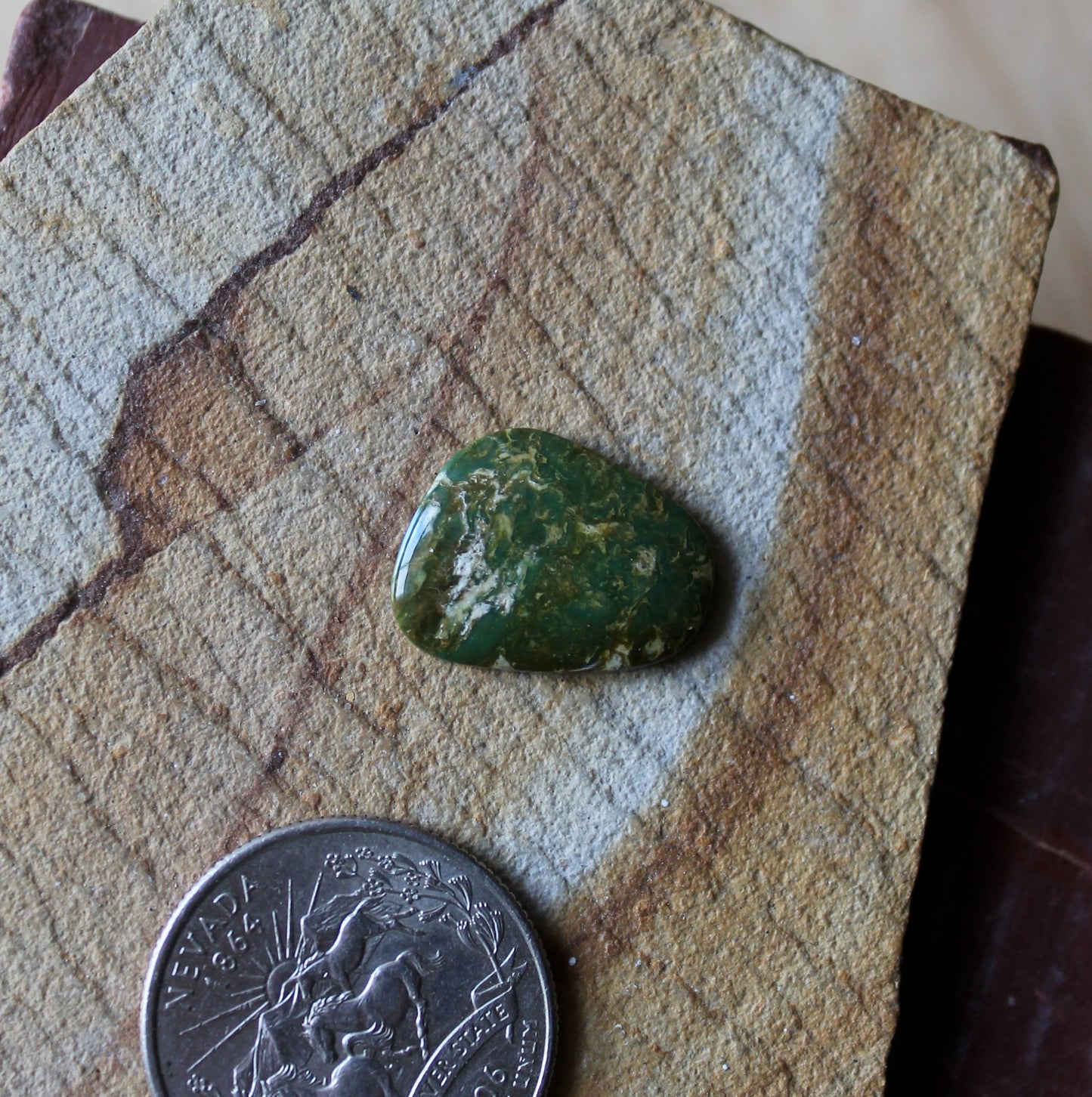 6 carat dark green Stone Mountain Turquoise cabochon