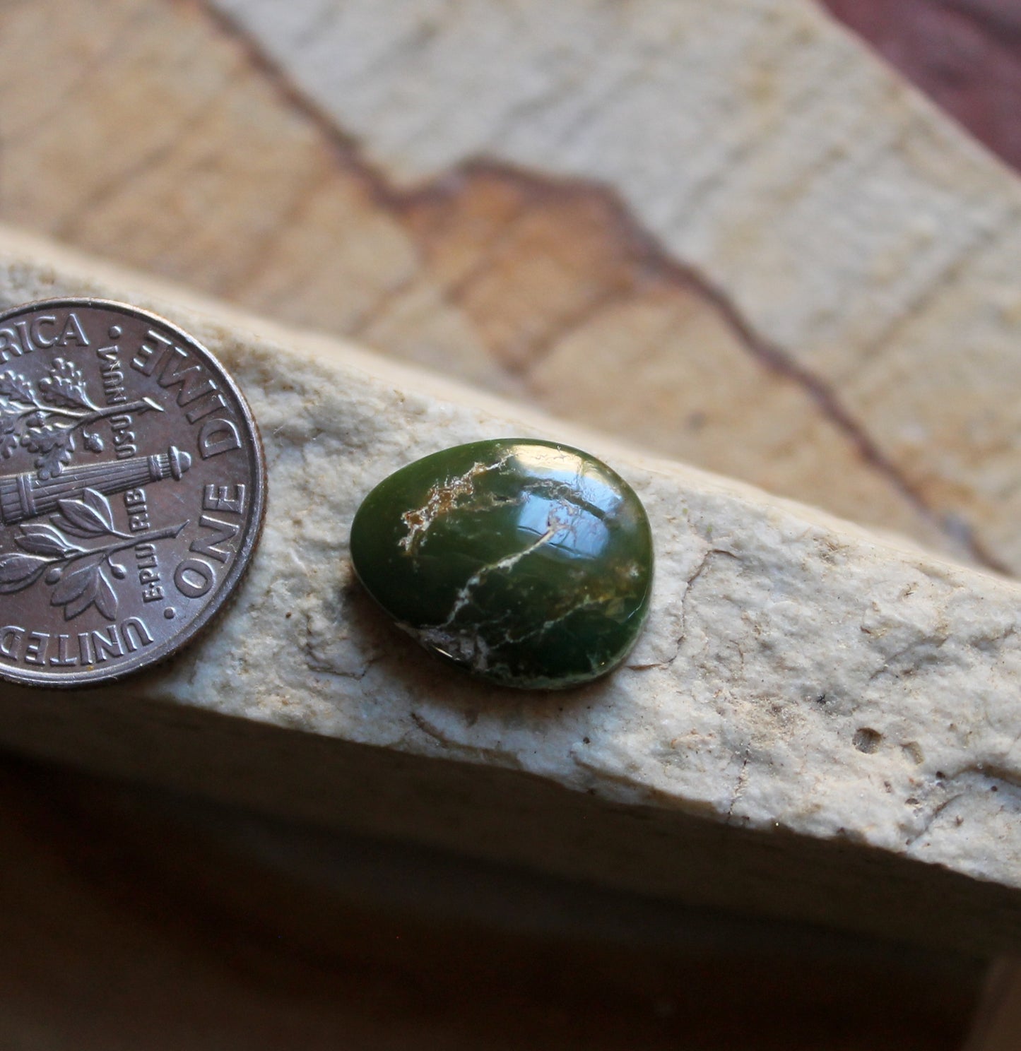 4 carat dark green Stone Mountain Turquoise cabochon