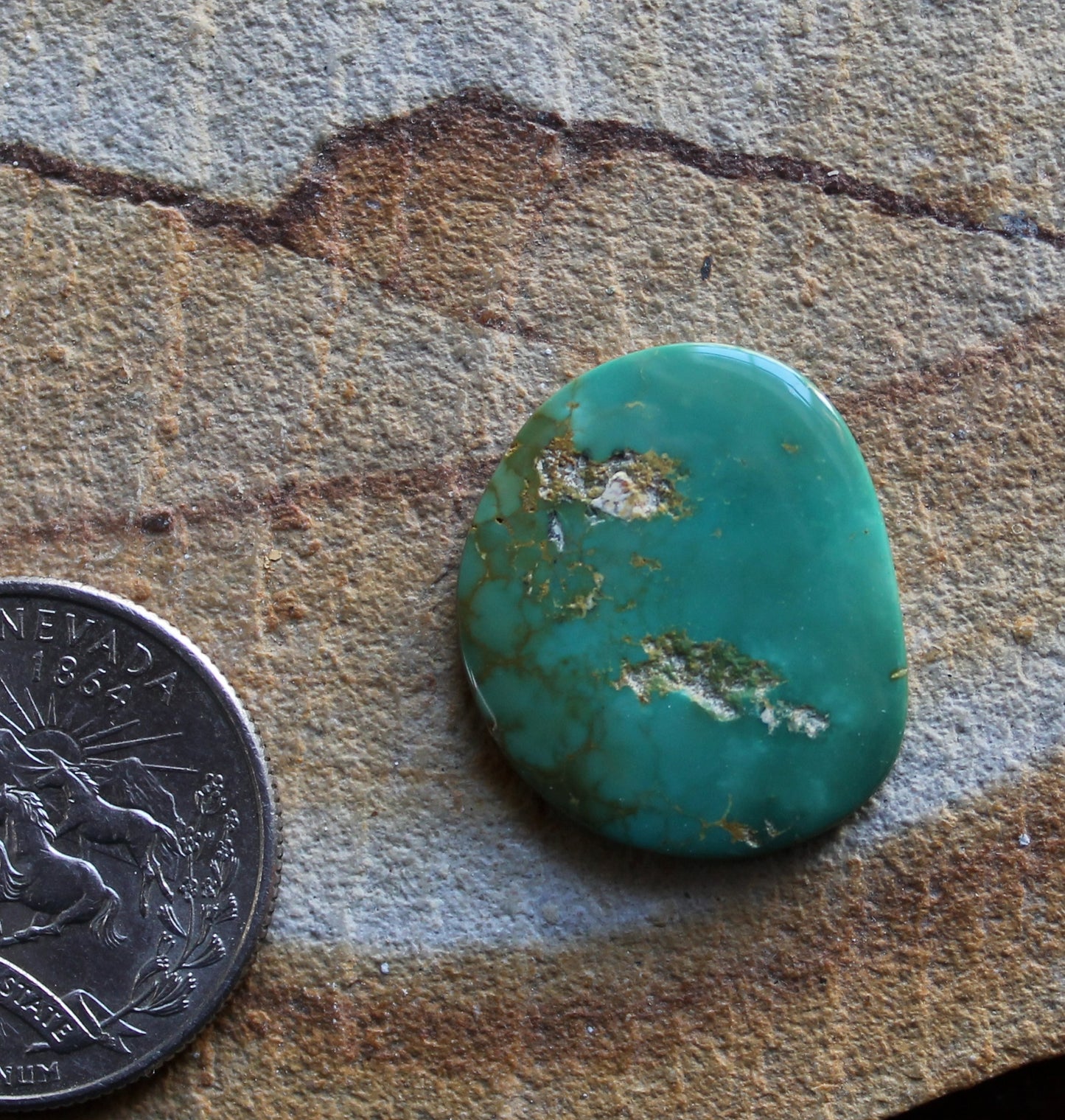 11 carat green Stone Mountain Turquoise cabochon