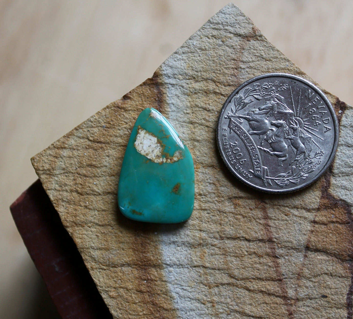 11 carat deep green Stone Mountain Turquoise cabochon