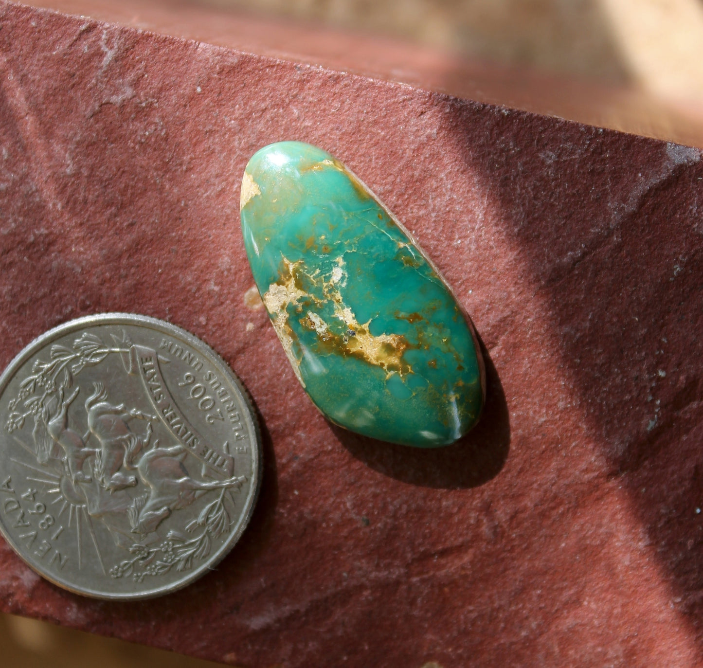 17 carat deep green Stone Mountain Turquoise cabochon