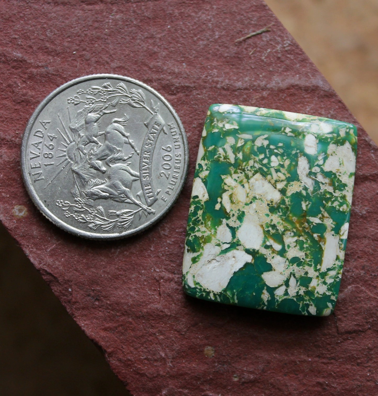 25 carat green Stone Mountain Turquoise cabochon rectangle