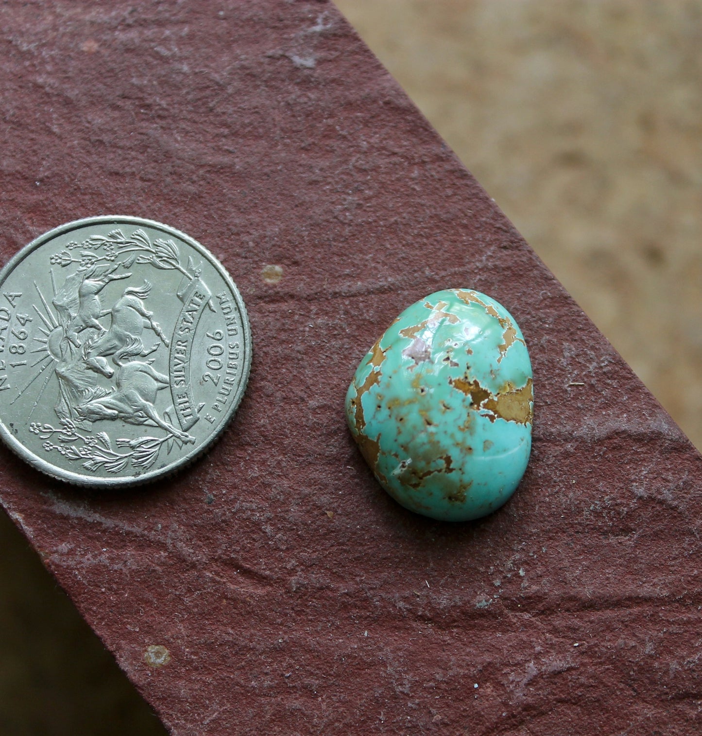 13 carat blue turquoise cabochon from near Yerington NV (Harcross turquoise)