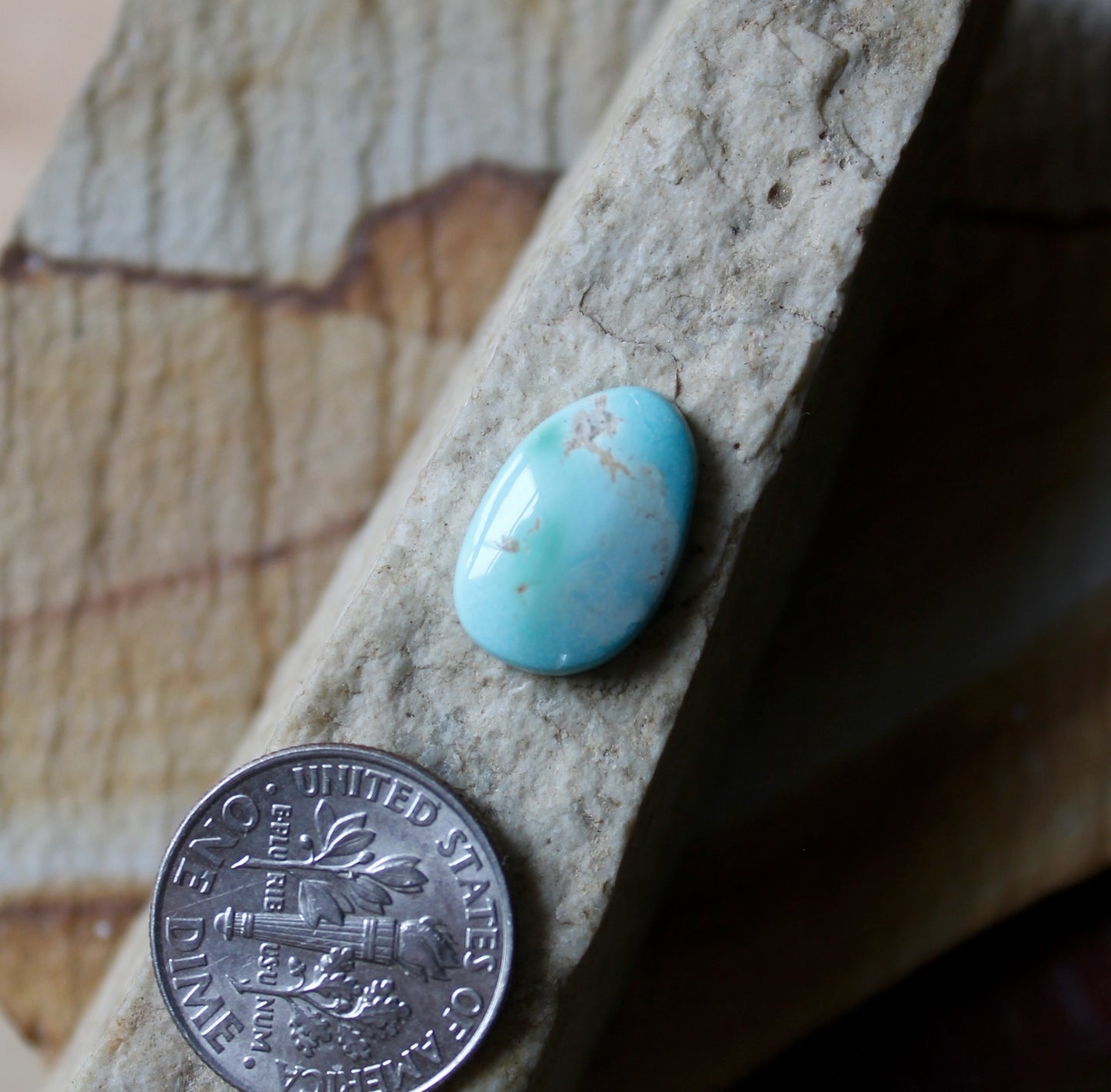 3 carat sky blue Stone Mountain Turquoise cabochon